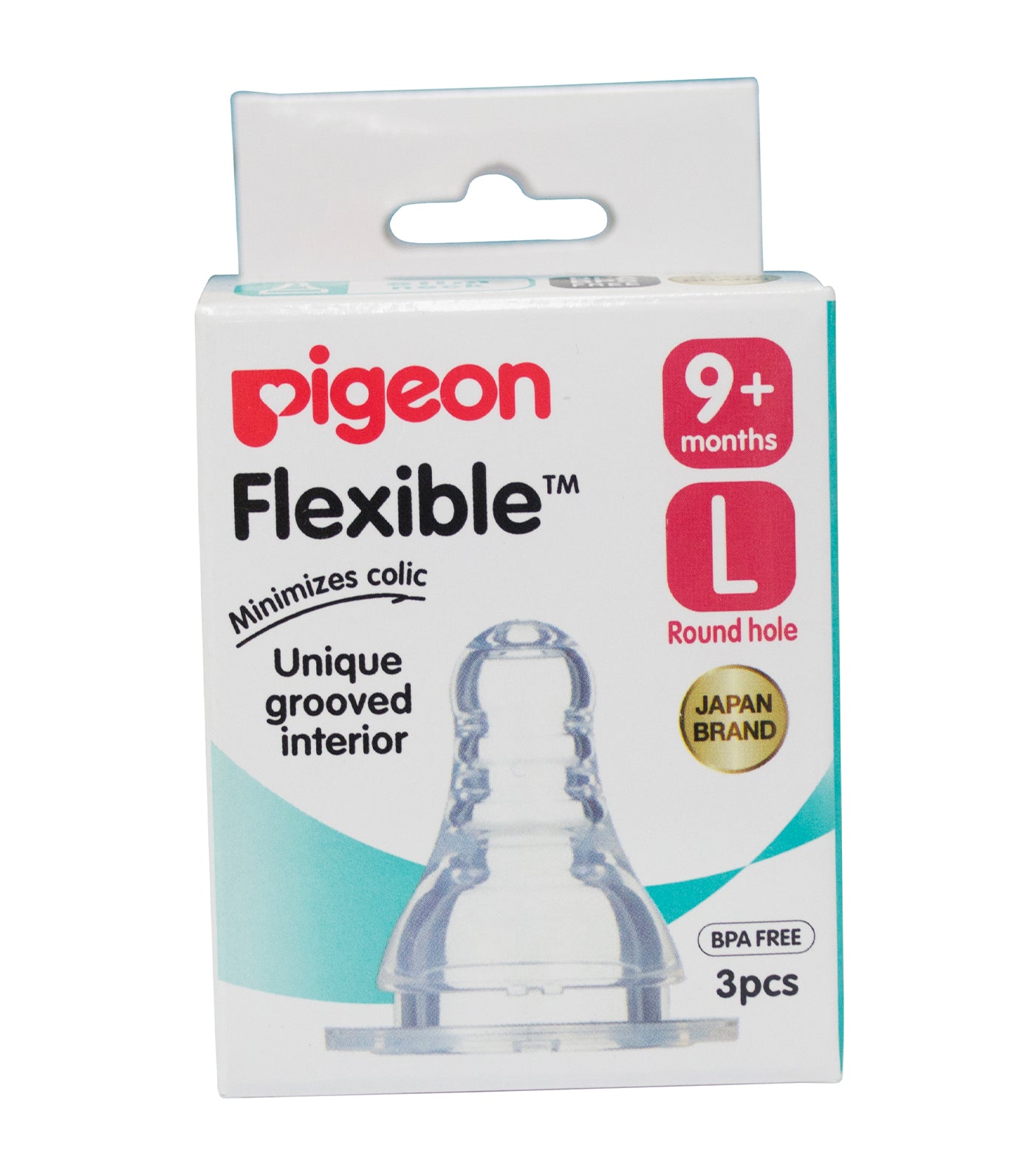 pigeon peristaltic slim neck nipple large pack of 3