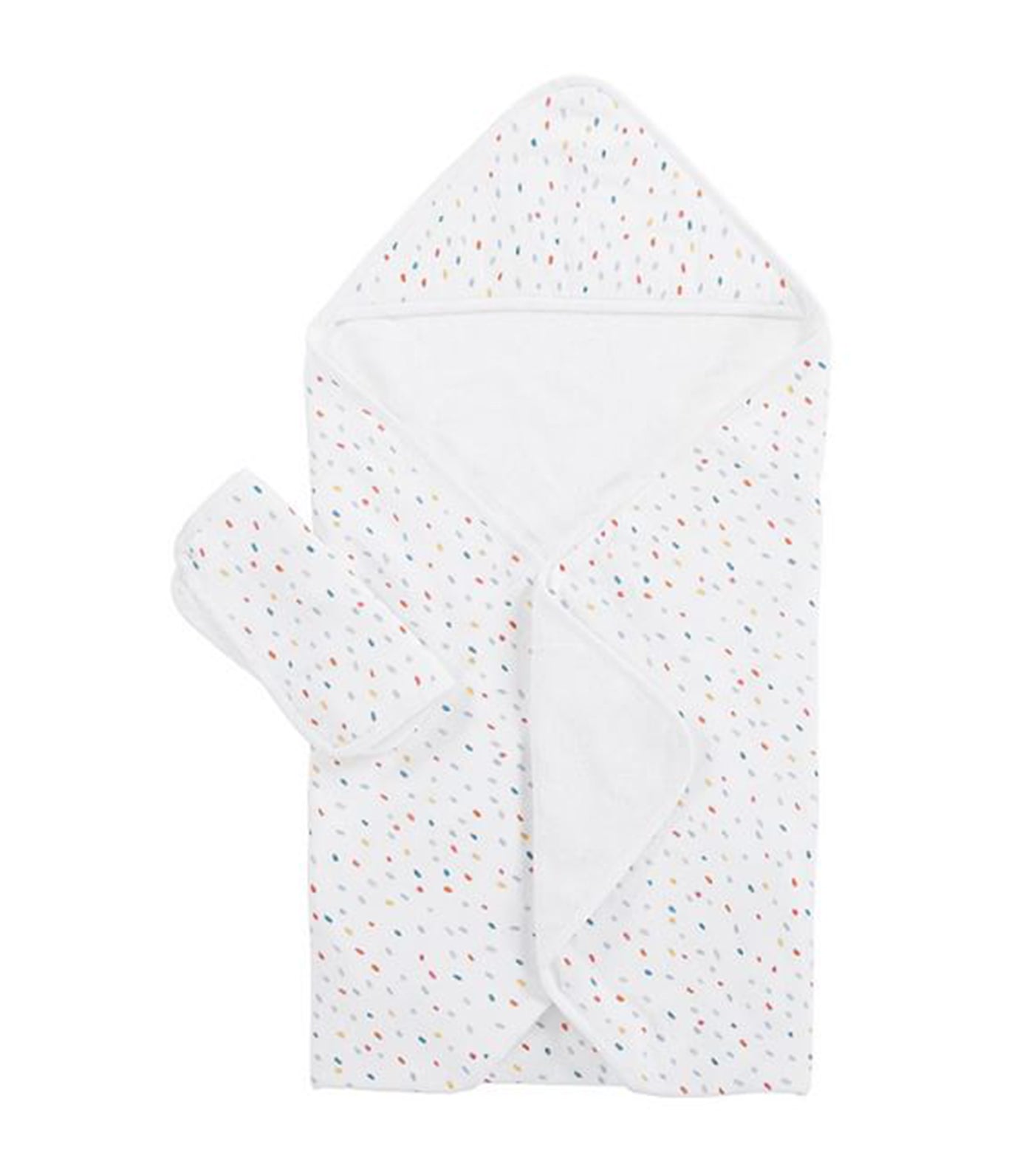 confetti dot muslin baby hooded towel and washcloth set