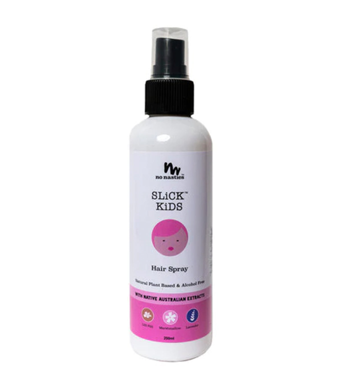 slick kids pink natural alcohol-free hair spray 200ml - lavender and fresh lime
