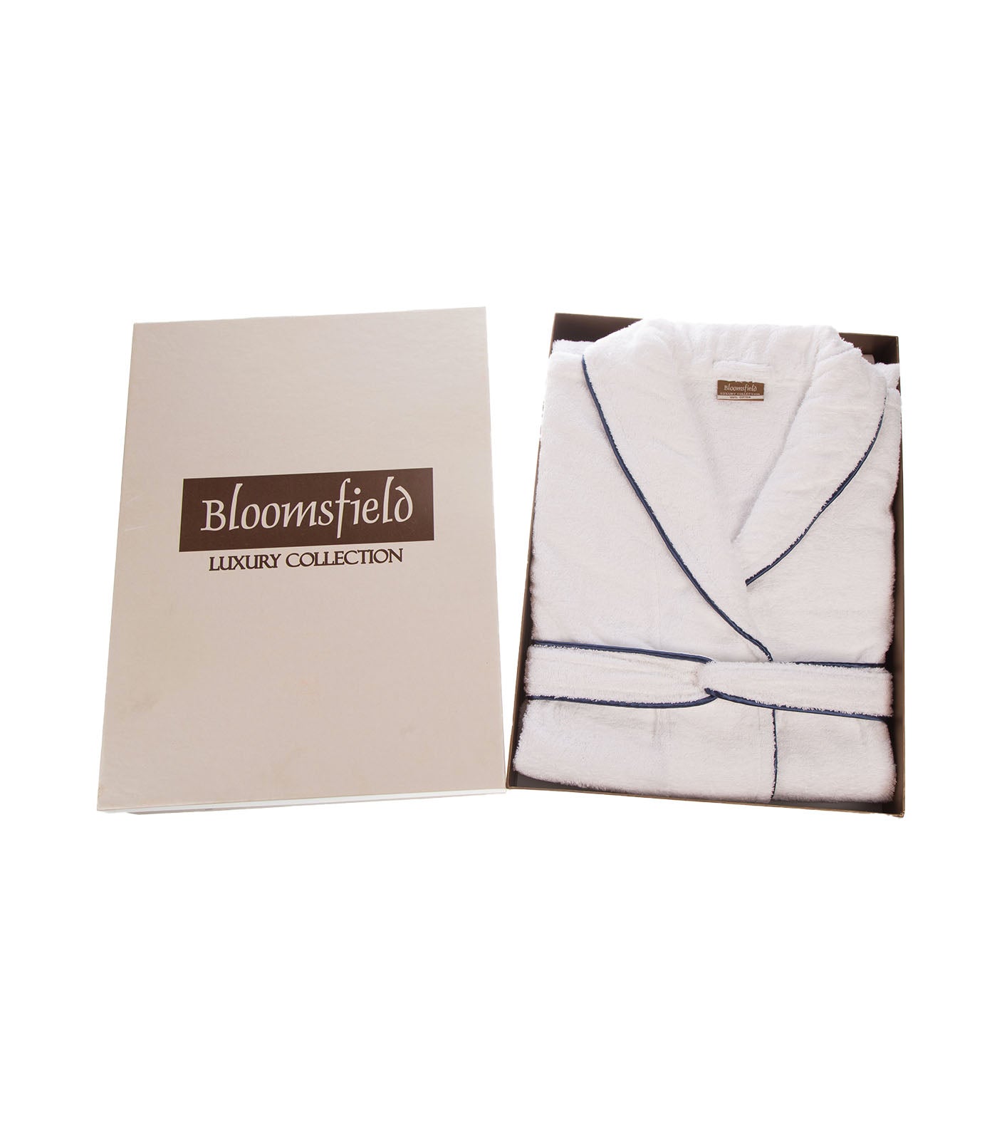 Terry Bathrobe - White/Blue