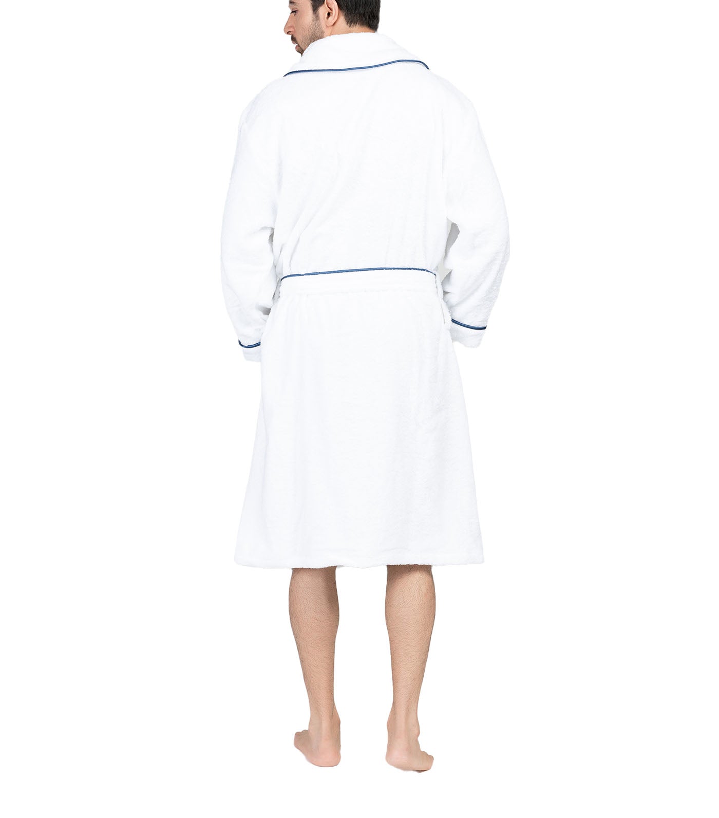 Terry Bathrobe - White/Blue