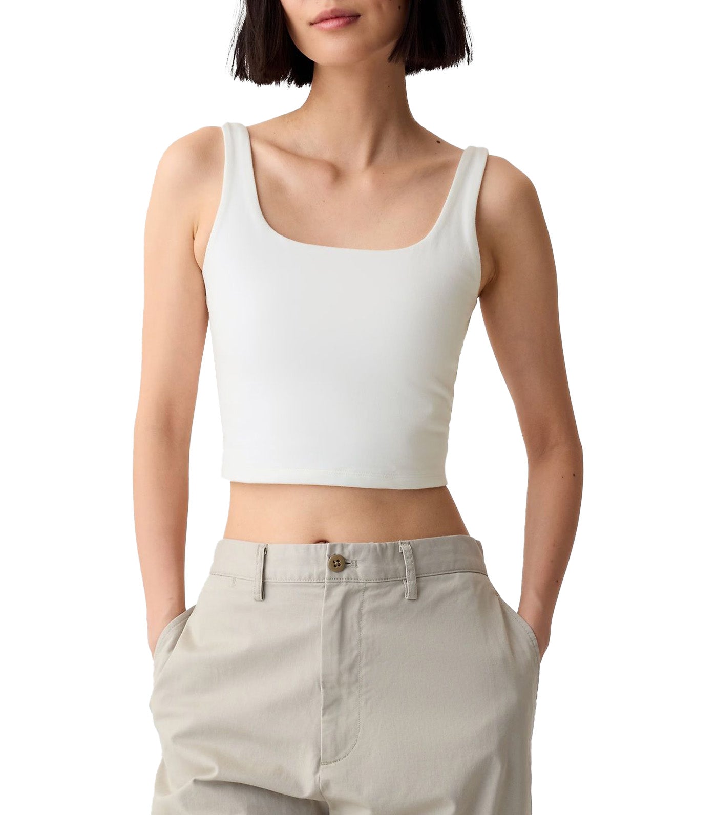 Compact Jersey Cropped Tank Top New Off White
