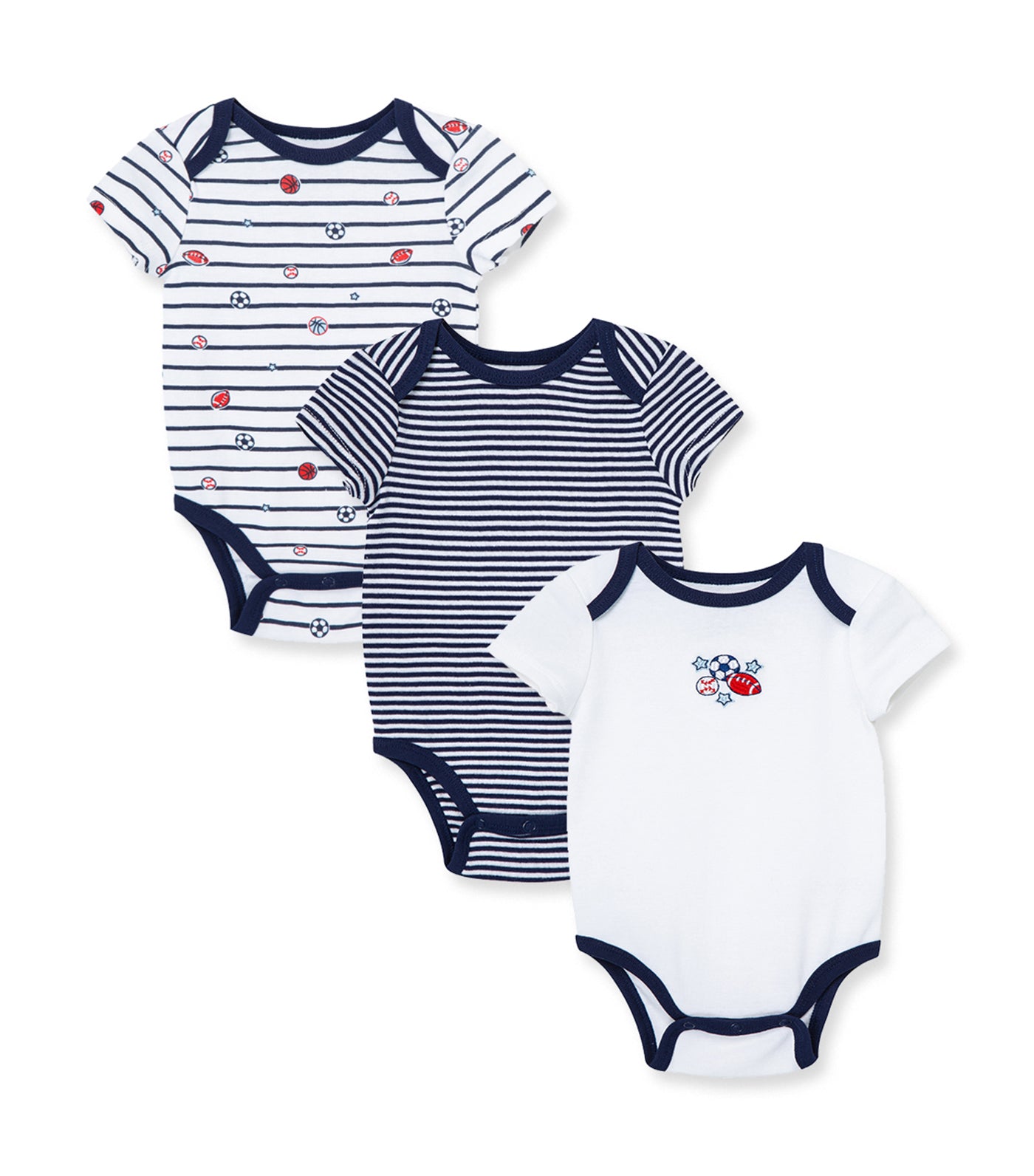 Sports Star 3-pack Bodysuit Navy Stripe