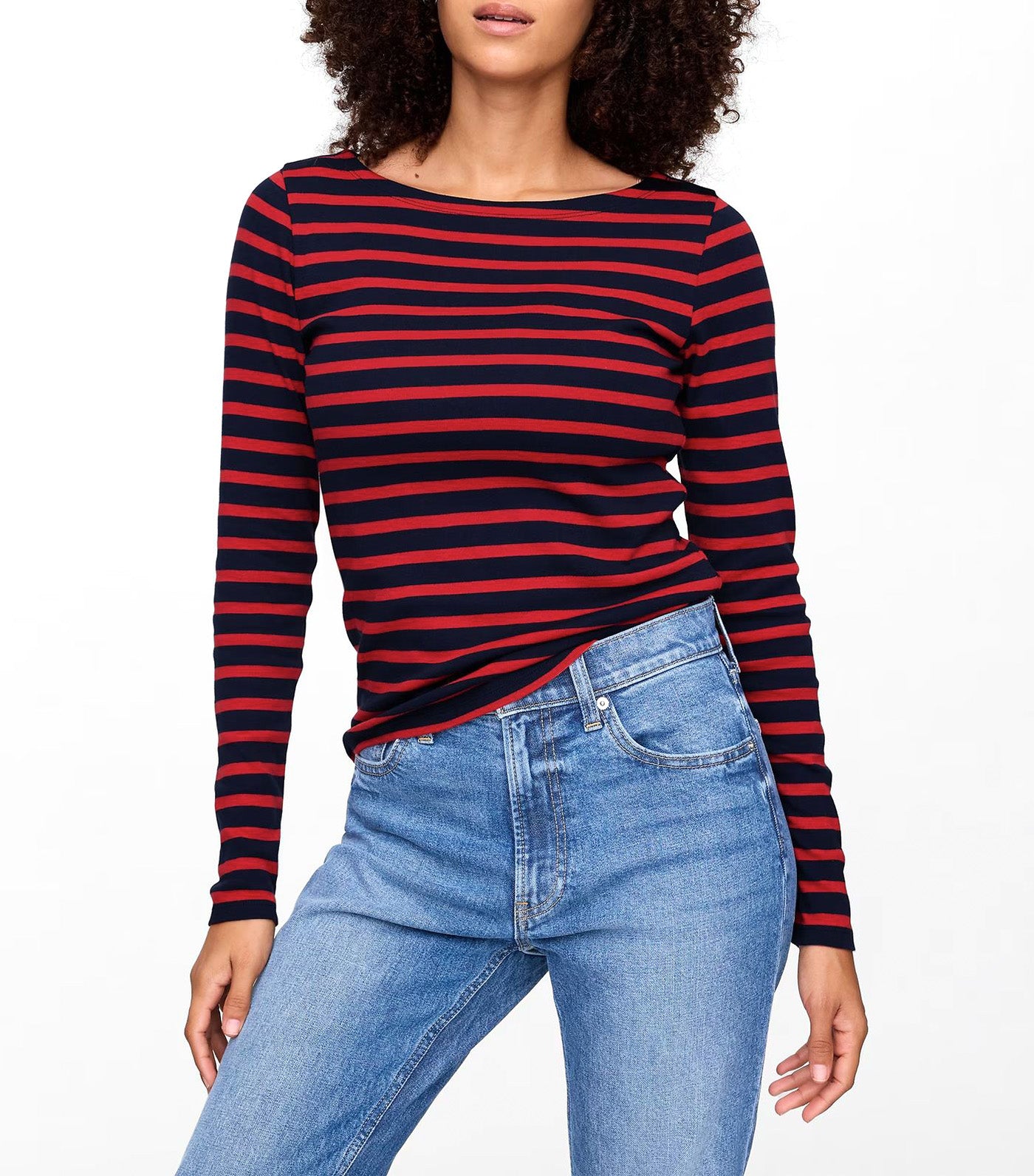 Favorite Stripe Boatneck T-Shirt Modern Red Navy Stripe