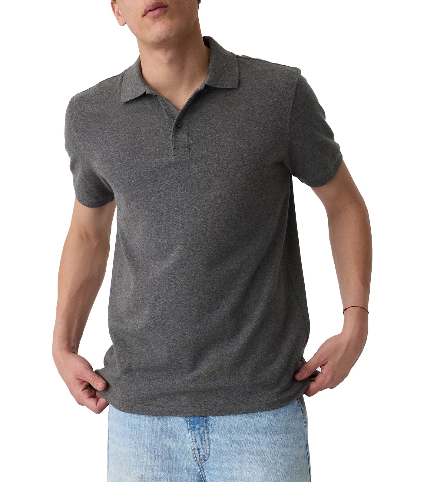 Stretch Pique Polo Shirt Charcoal Heather