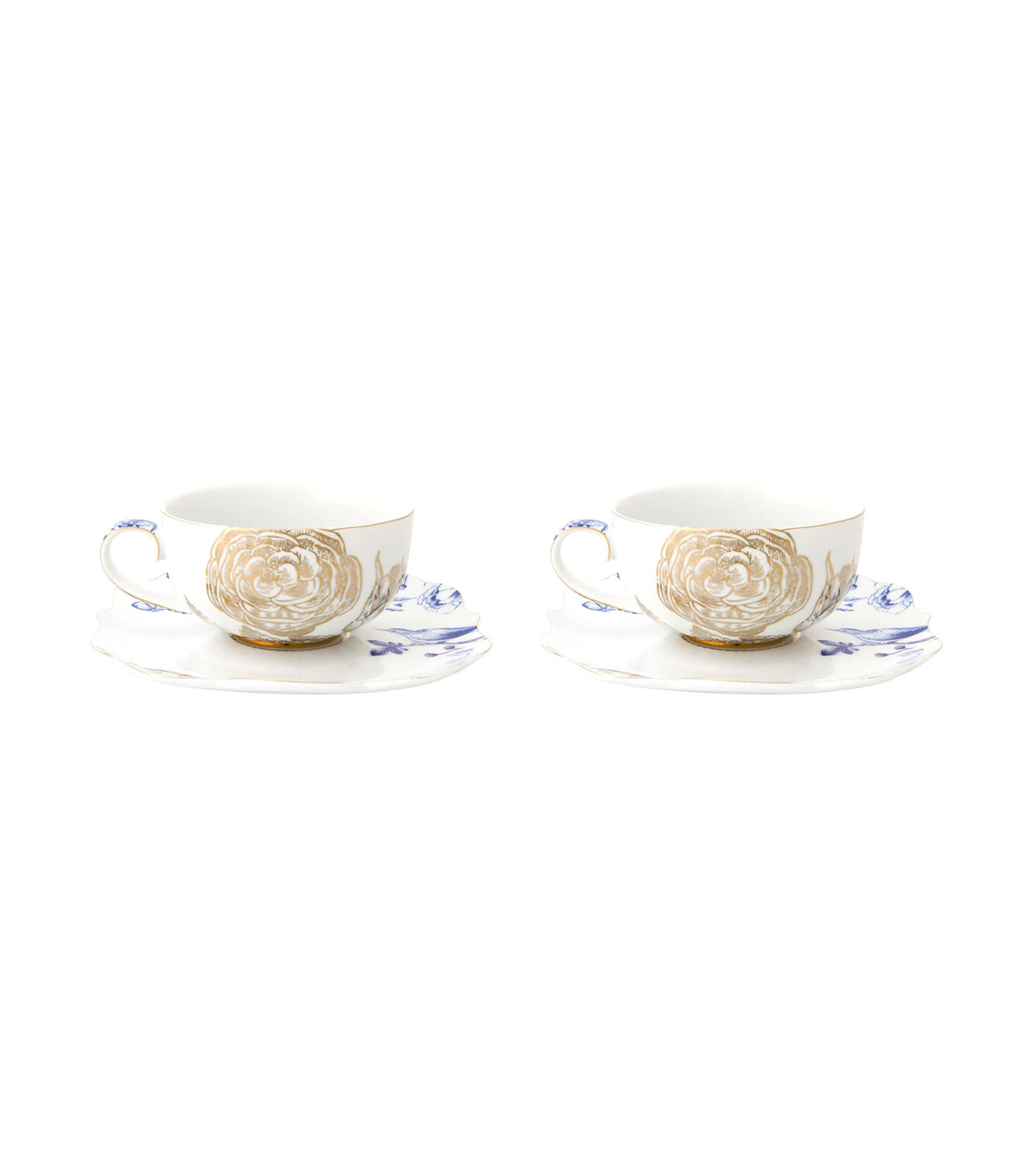 Royal White Tea Cups and Saucers, Set of 2
