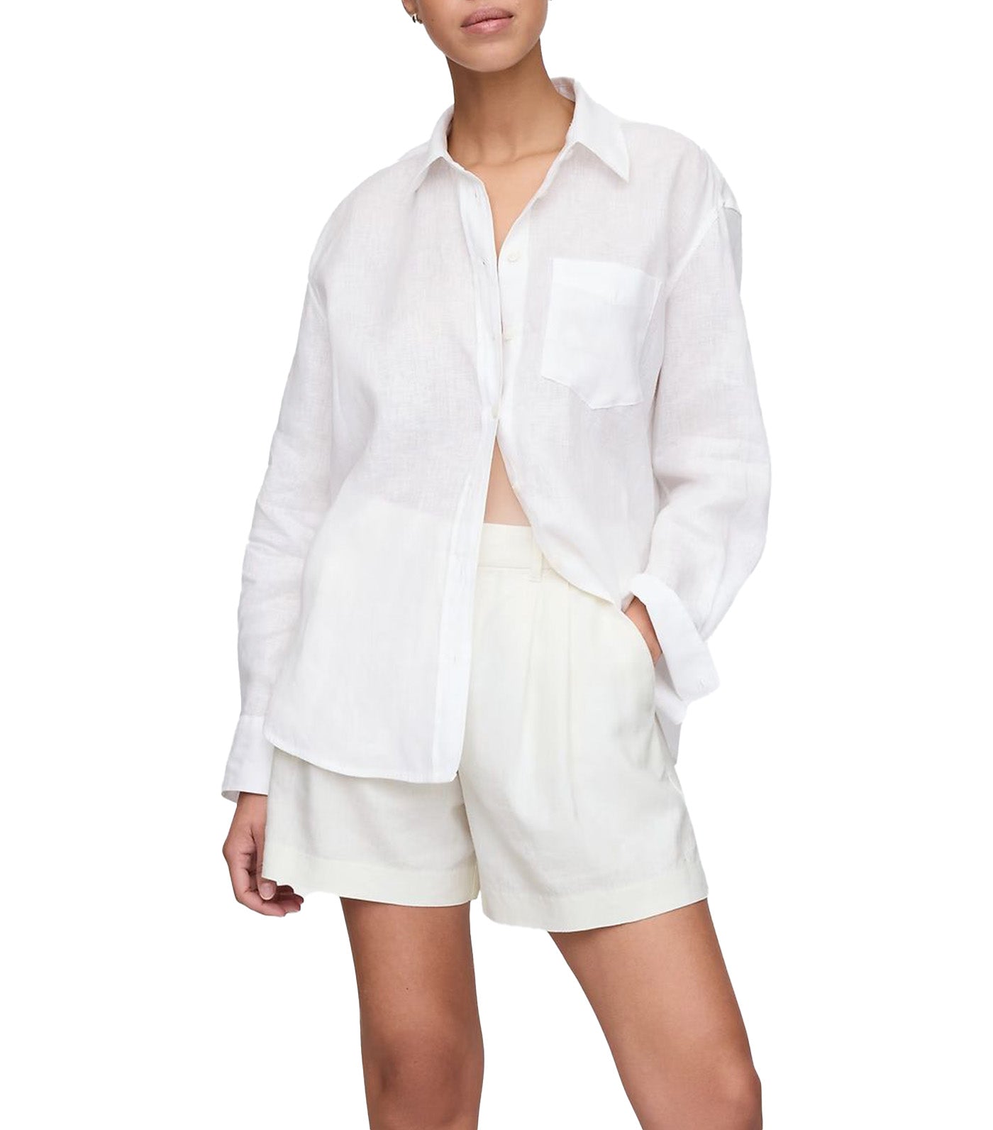 365 High Rise Linen-Blend Shorts