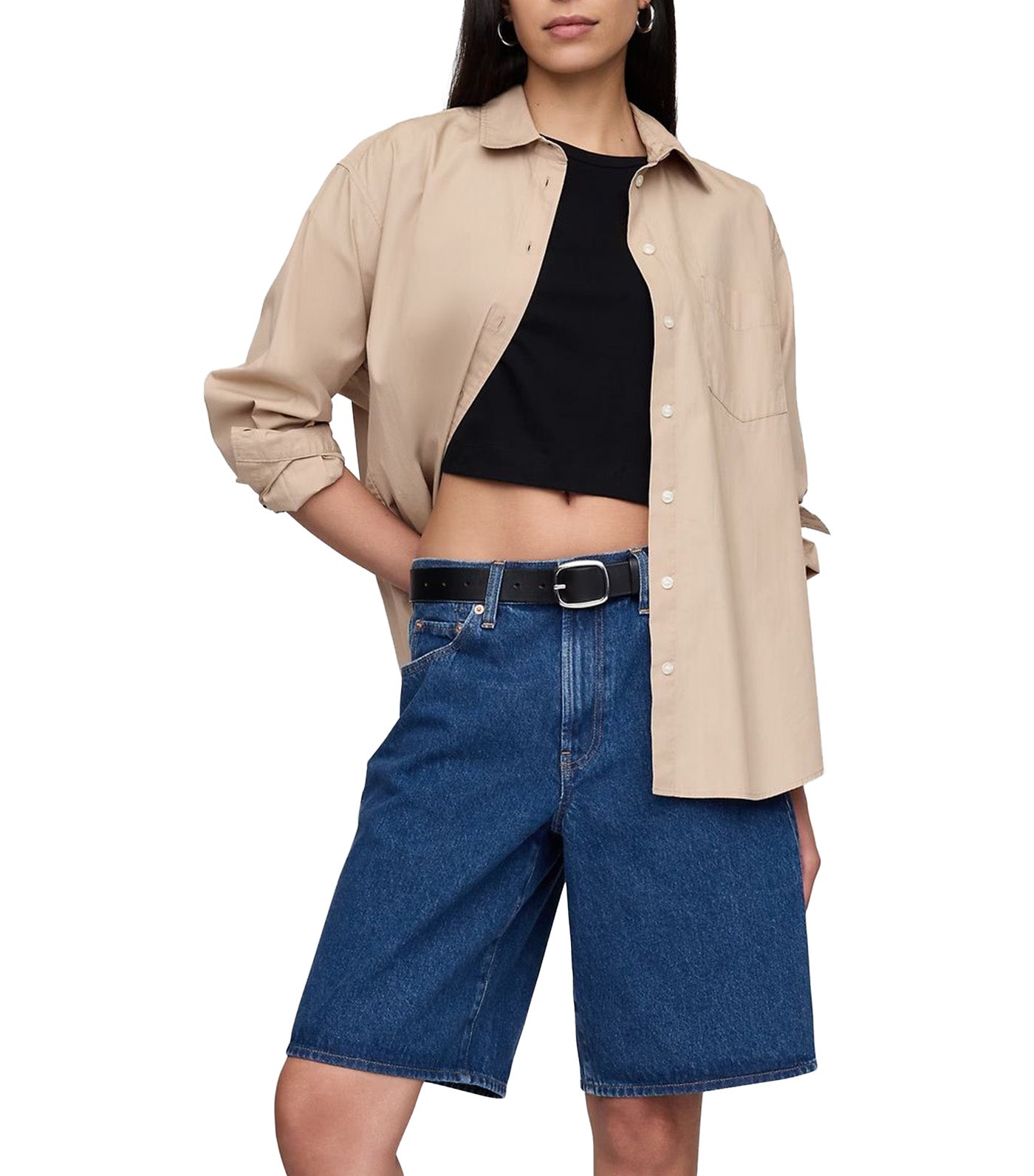 11in Mid Rise Longline Denim Shorts