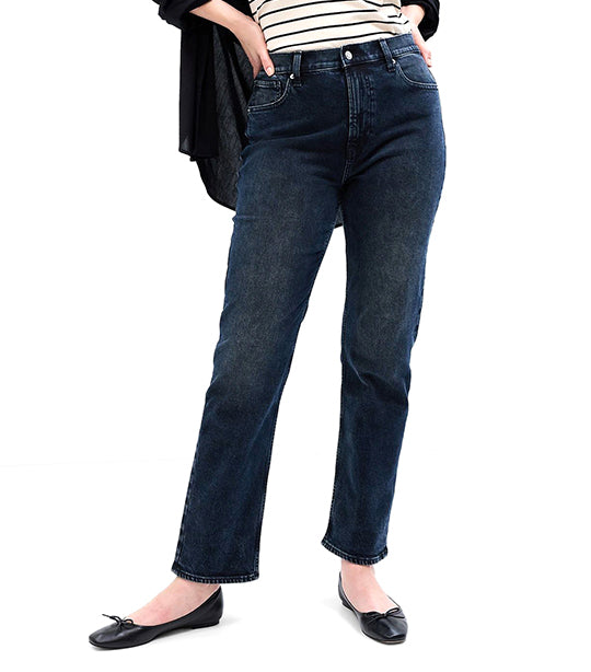 High Rise Straight Jeans with Washwell Dark Wash
