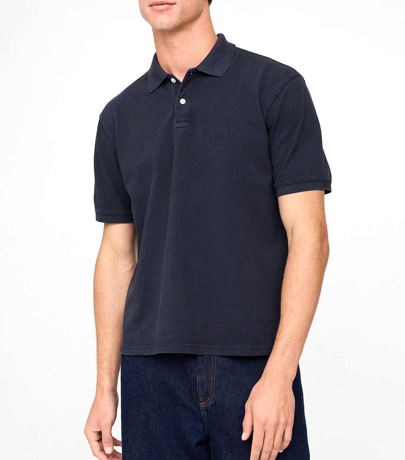 Relaxed Pique Polo Shirt Navy Uniform