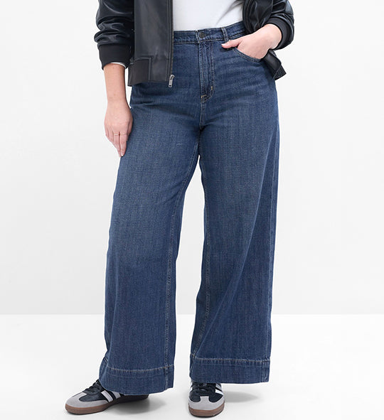 GAP High Rise Wide-Leg Jeans with Washwell Dark Wash