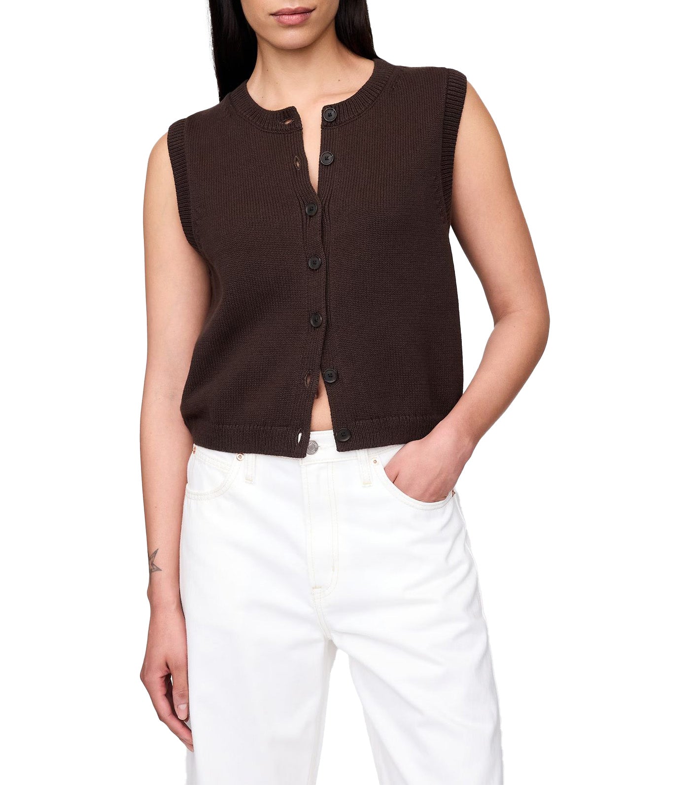 Cropped Cardigan Sweater Vest