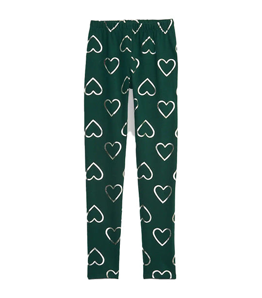 Kids Stretch Jersey Leggings Hearts