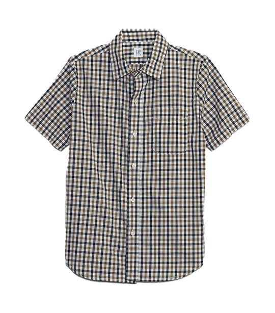 Kids Poplin Shirt White Plaid