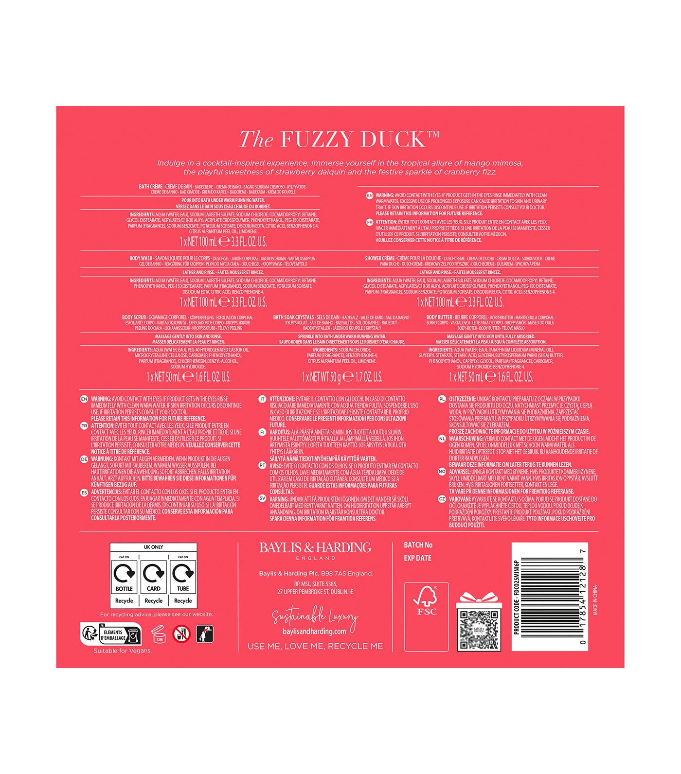 The Fuzzy Duck Cotswold Cocktails Indulgent Body Care Gift Set