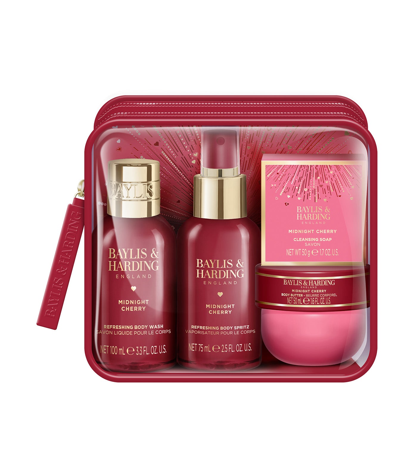 Midnight Cherry Luxury Travel Wash Bag Gift Set