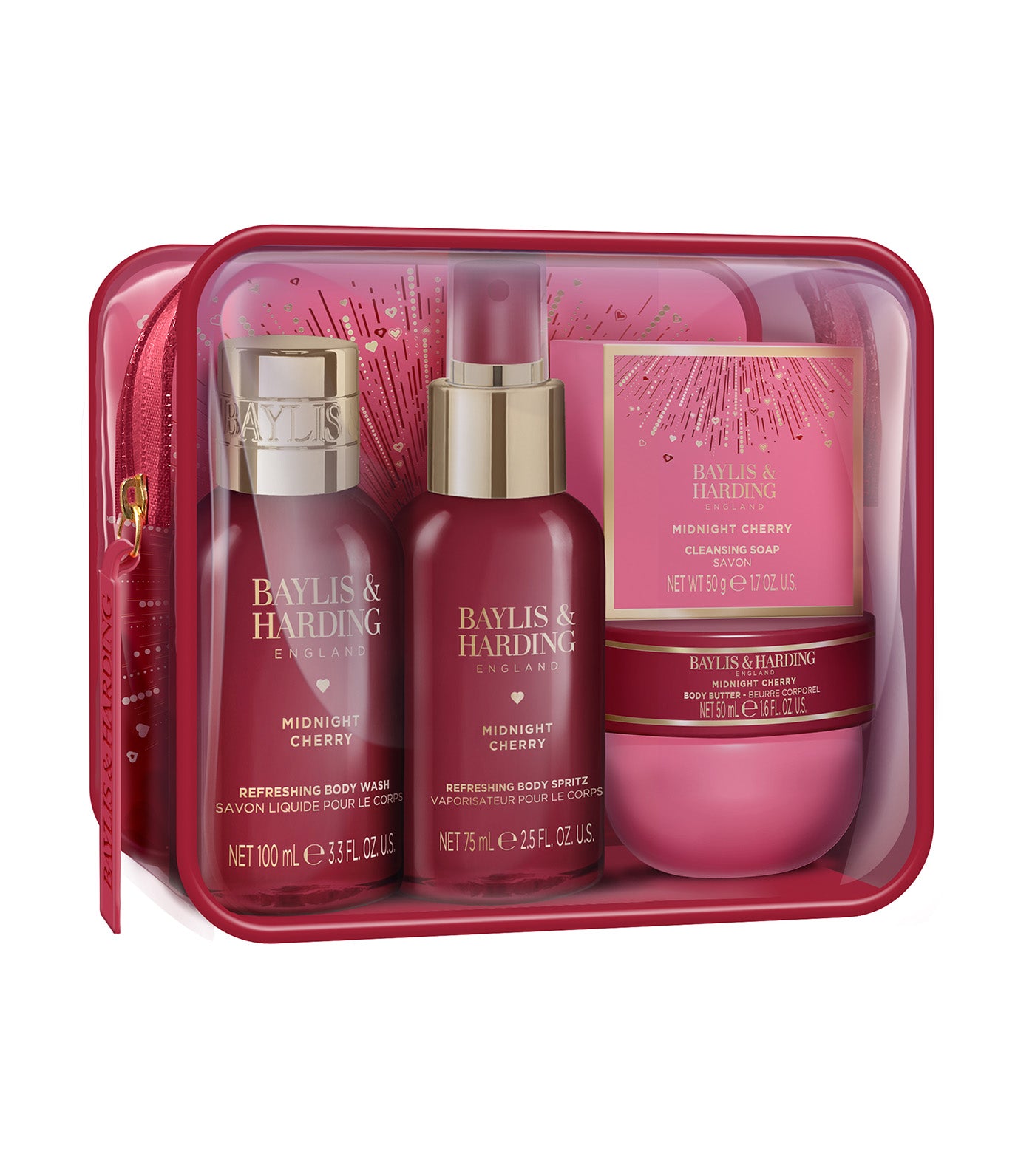 Midnight Cherry Luxury Travel Wash Bag Gift Set