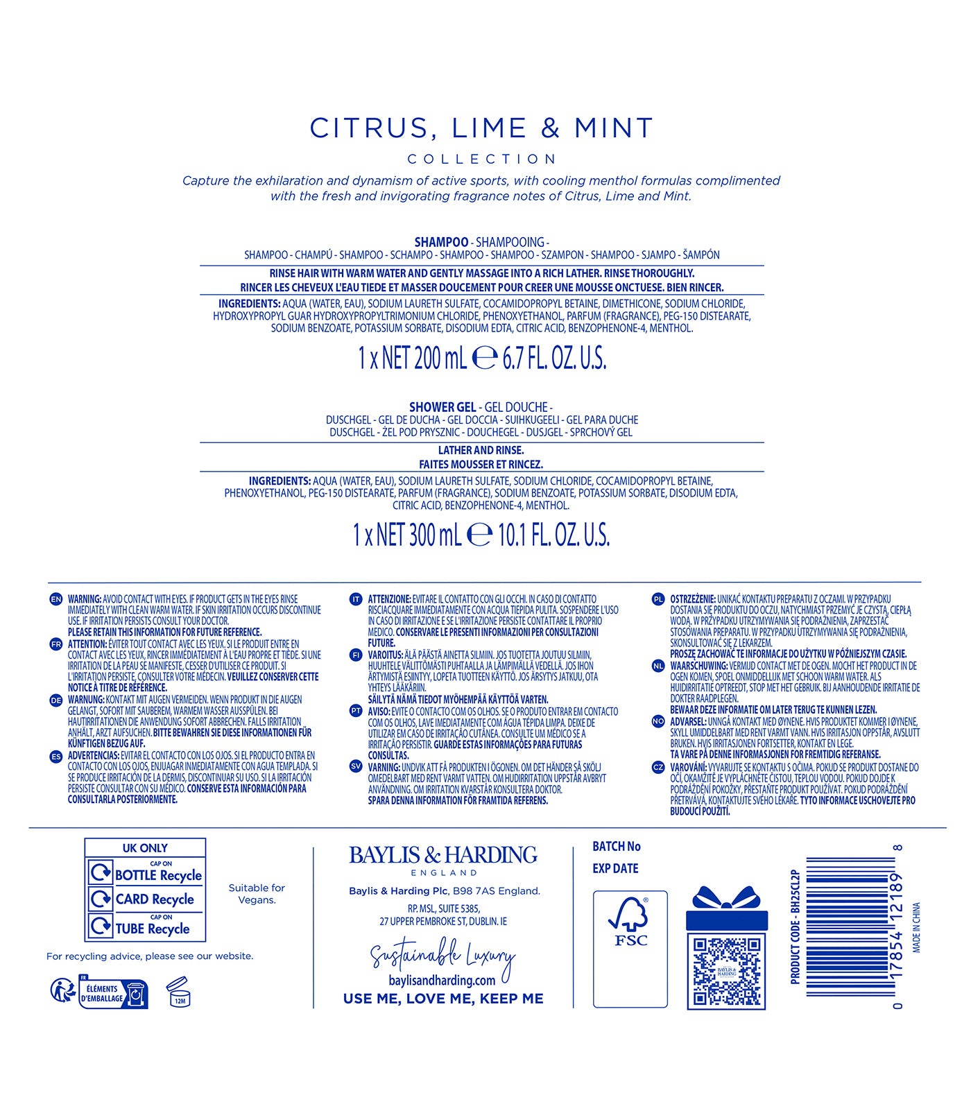 Citrus, Lime & Mint Men's Refreshing Shower Duo Gift Set