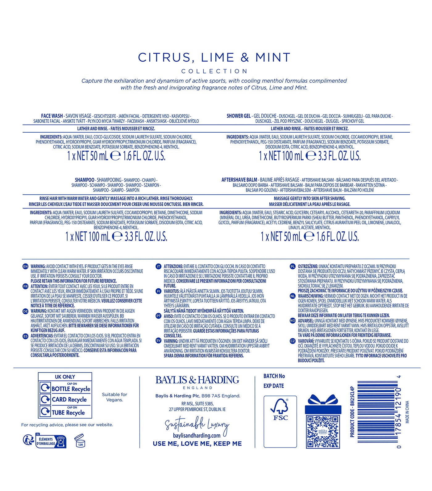 Citrus, Lime & Mint Men's Refreshing Travel Essentials Gift Set