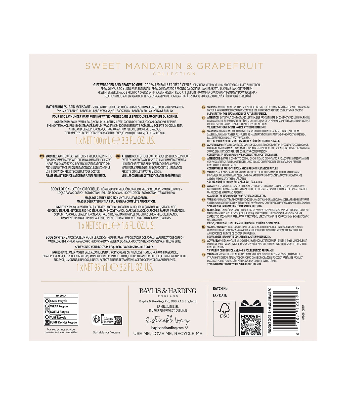 Sweet Mandarin and Grapefruit Gift Wrapped Pamper Trio Gift Set