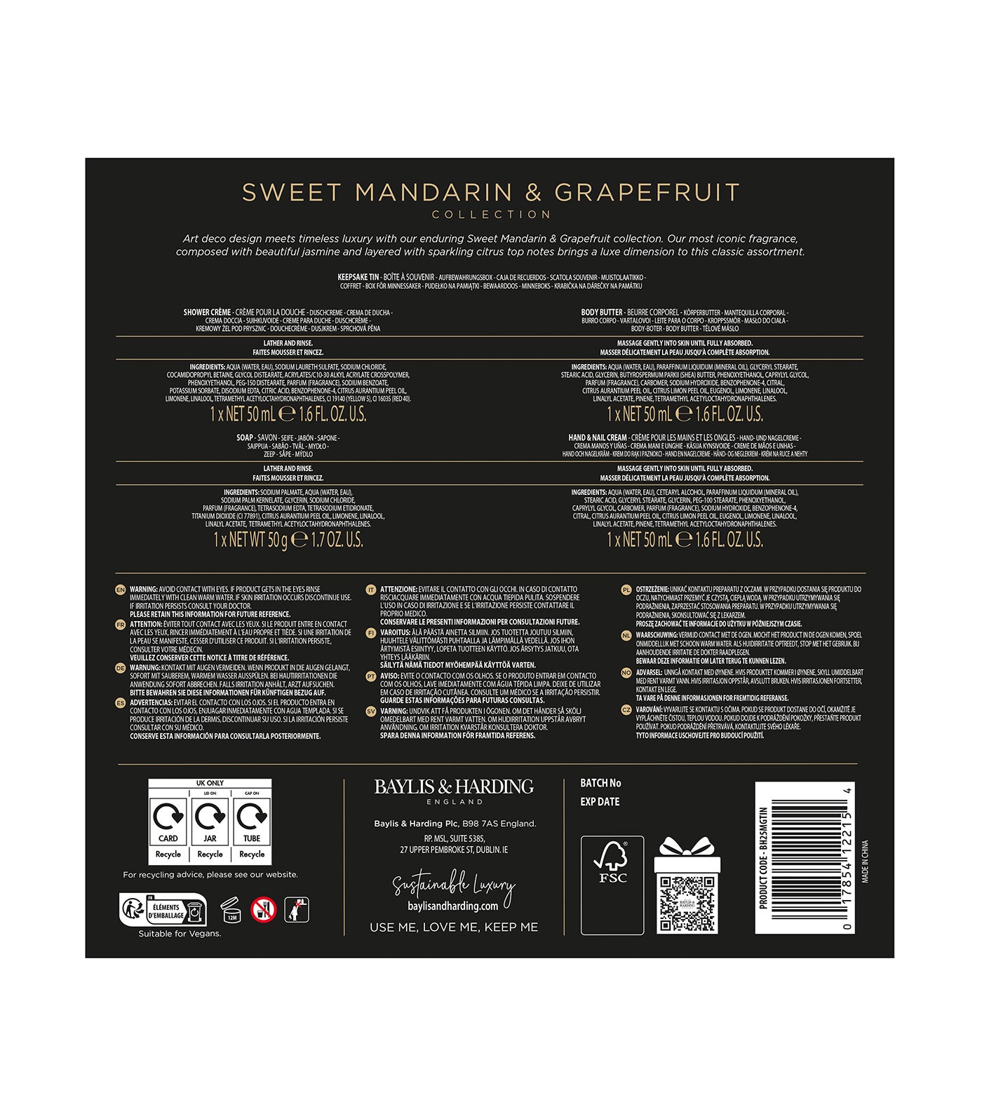 Sweet Mandarin & Grapefruit Luxury Pamper Tin Gift Set