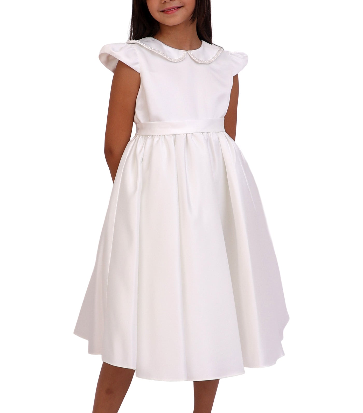 Hillary Peter Pan Collared Formal Dress White