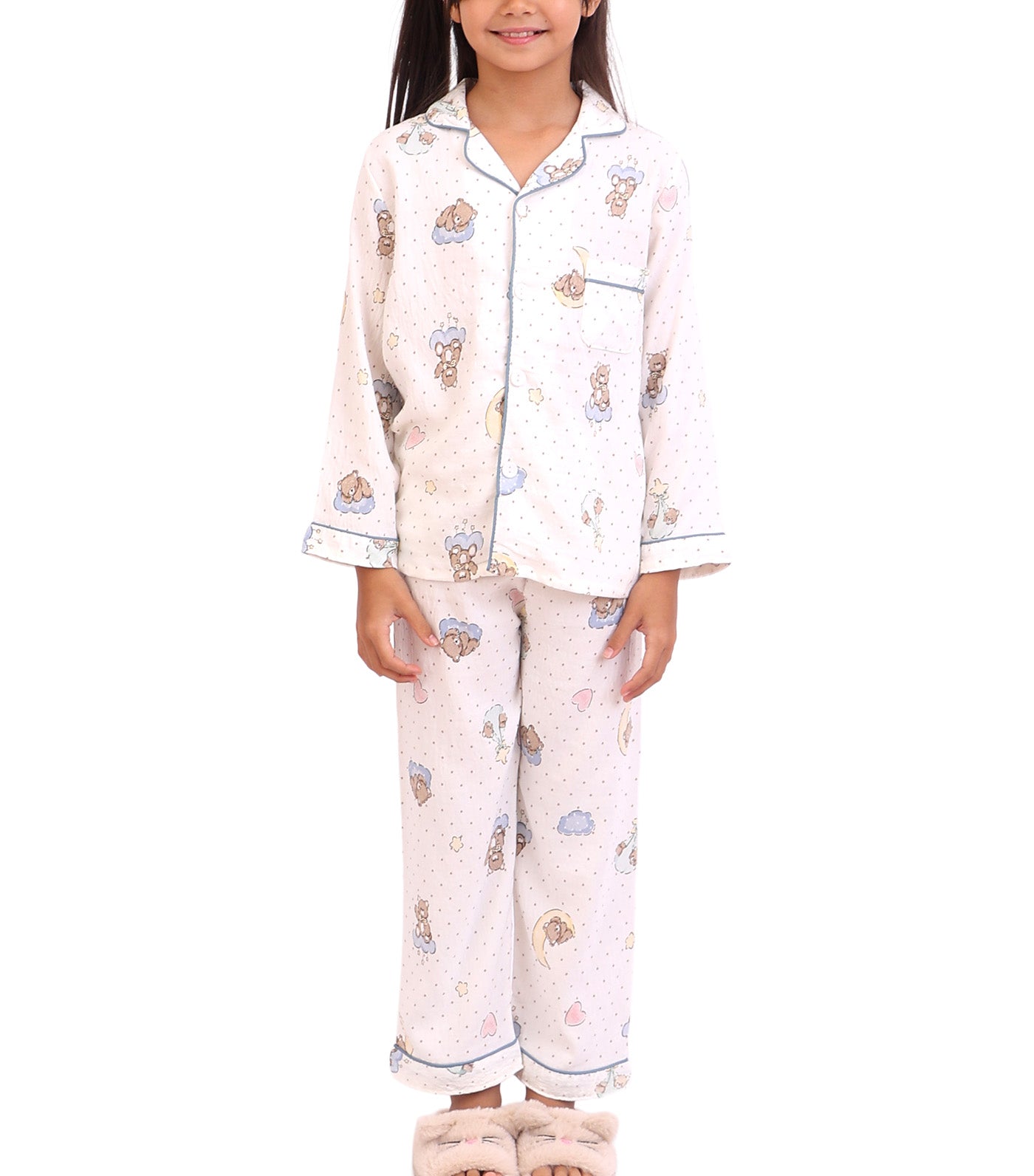 Long Sleeve Bear Pajama Set Cloud
