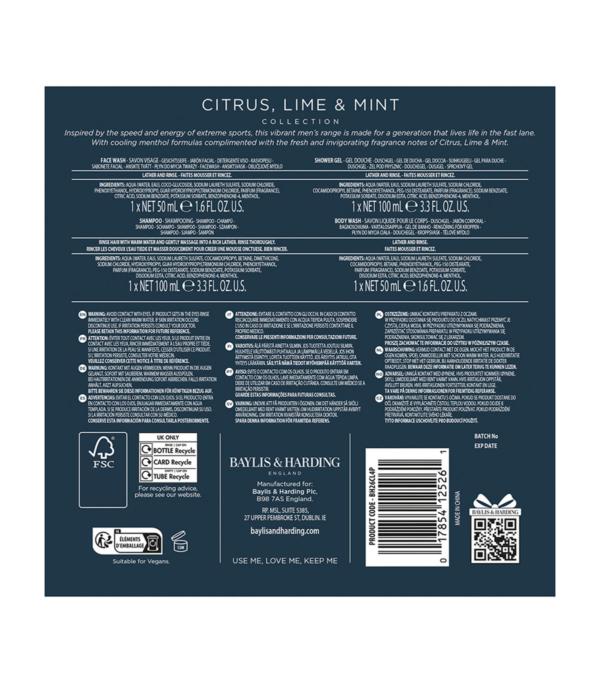 Citrus, Lime & Mint Mens Refreshing Travel Essentials Gift Set