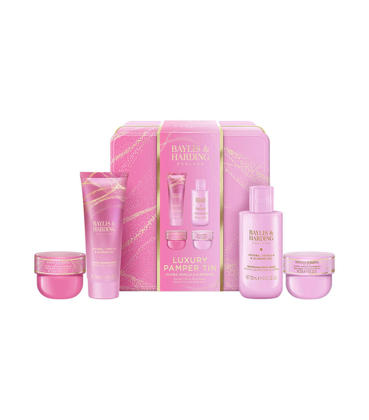 Jojoba, Vanilla and Almond Oil Luxury Pamper Tin Gift Set
