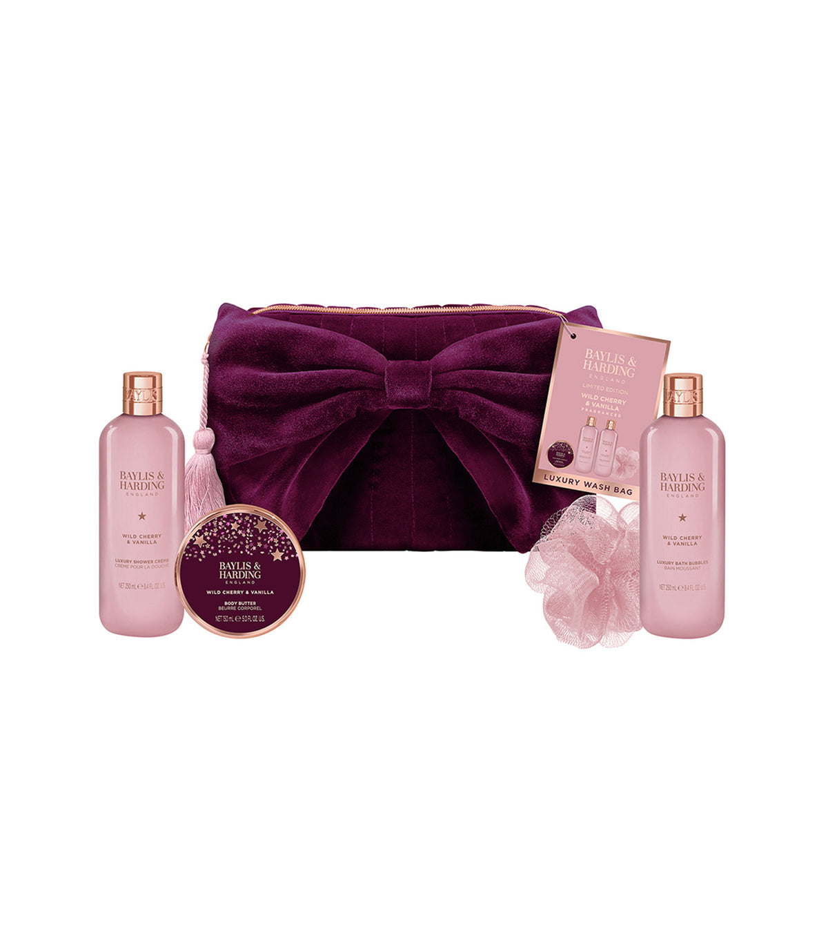 Wild Cherry and Vanilla Luxury Bow Wash Bag Gift Set