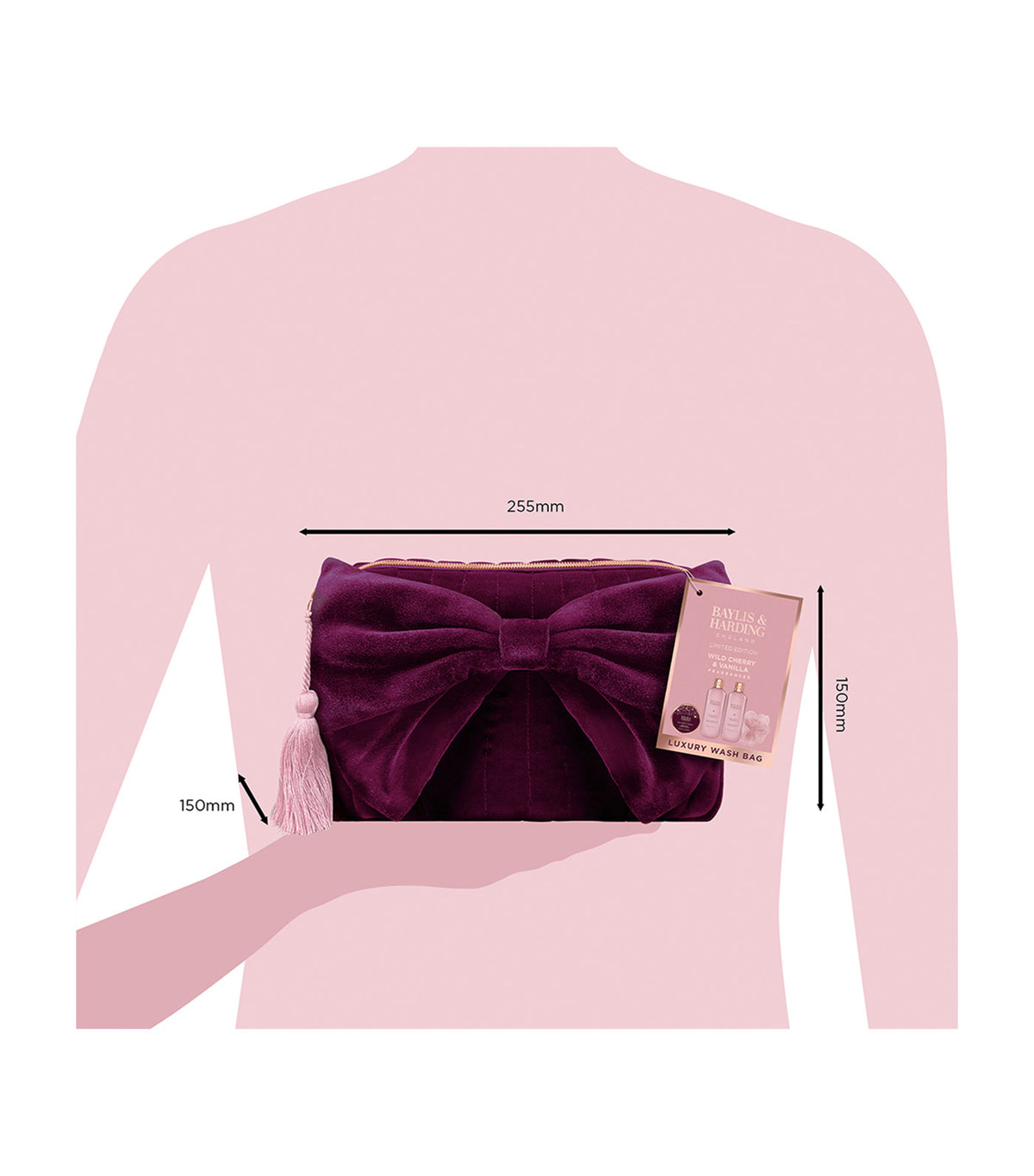 Wild Cherry and Vanilla Luxury Bow Wash Bag Gift Set