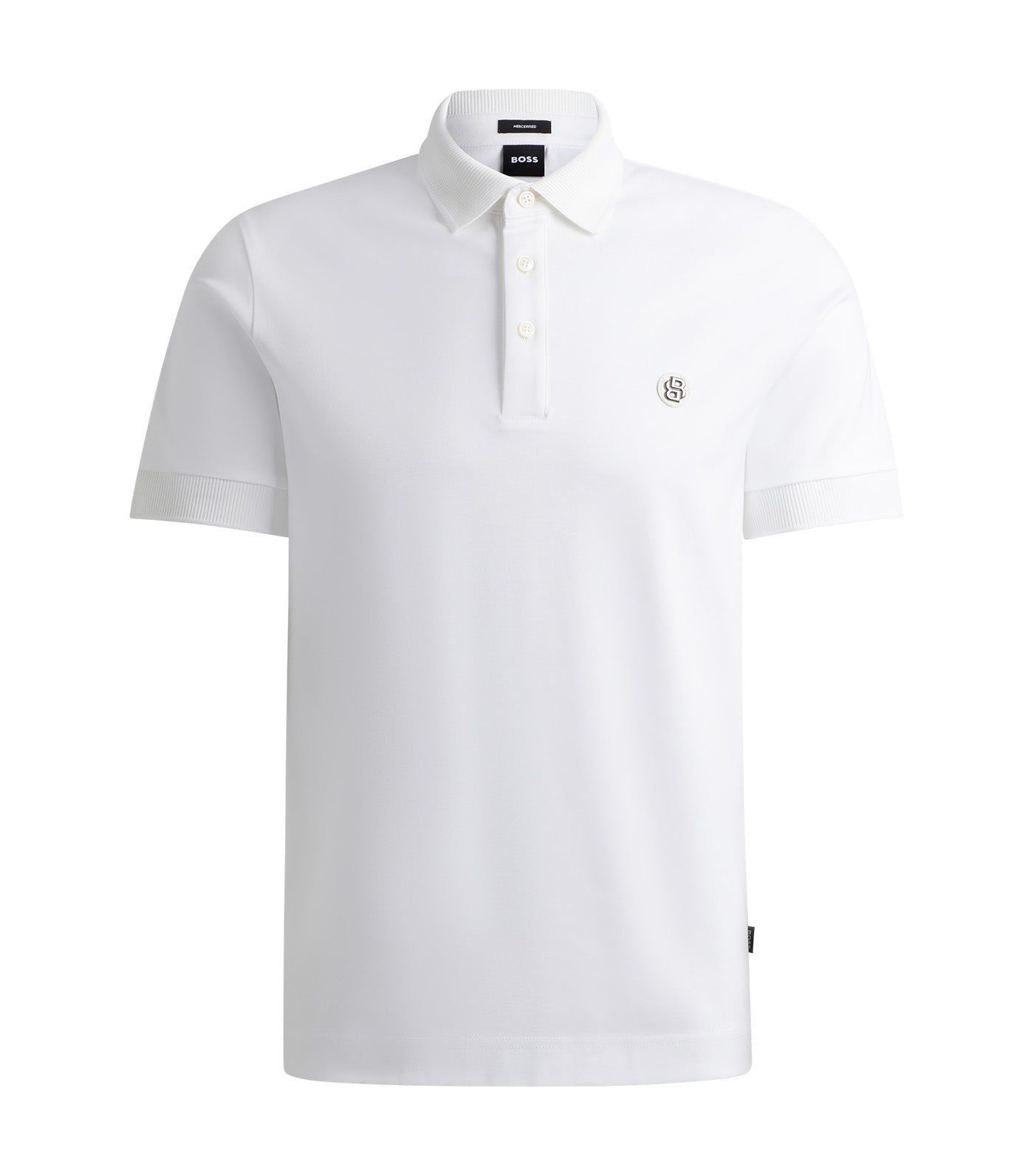 Mercerised-Cotton Polo Shirt with Double Monogram White