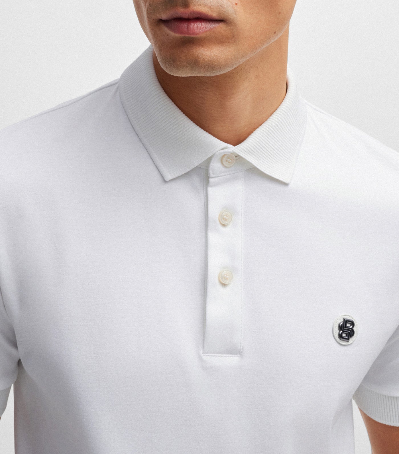 Mercerised-Cotton Polo Shirt with Double Monogram White