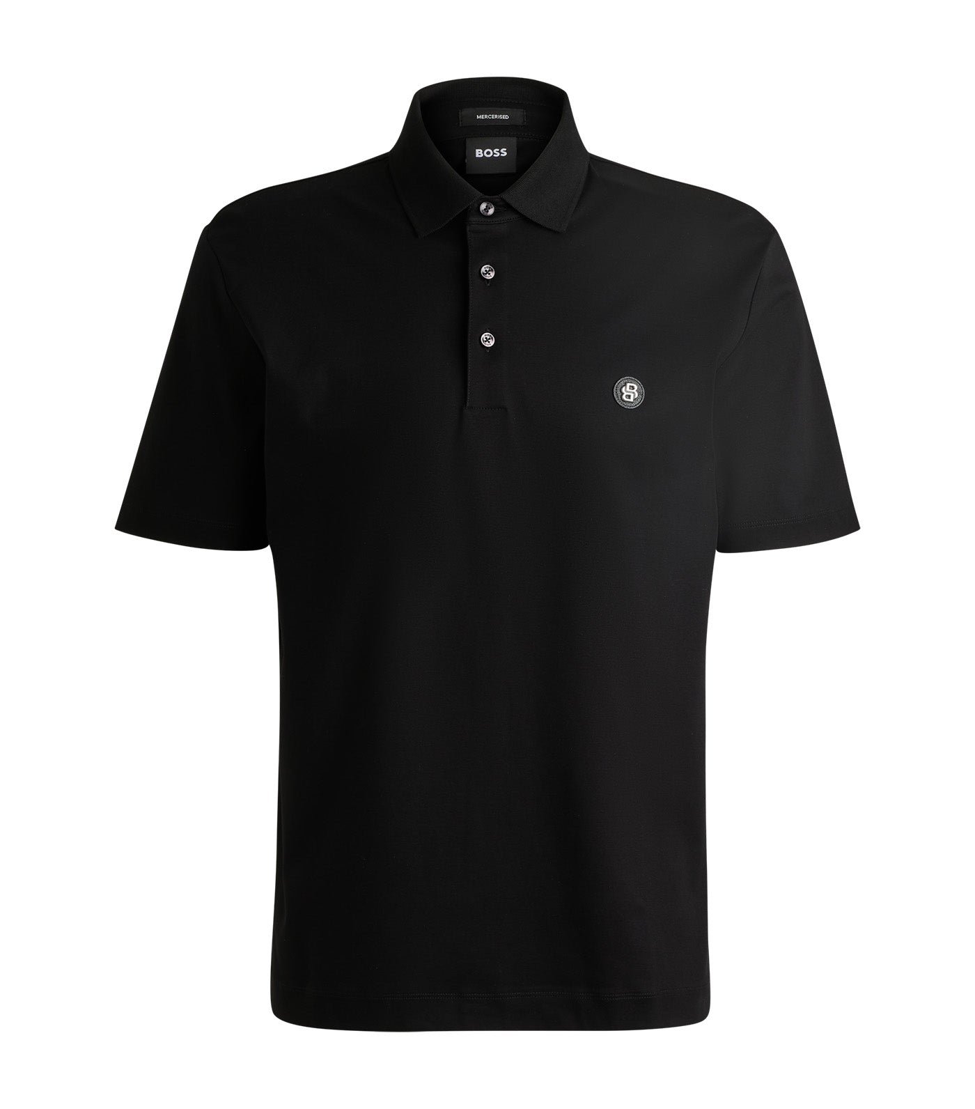 Mercerised-Cotton Polo Shirt with Double Monogram Black