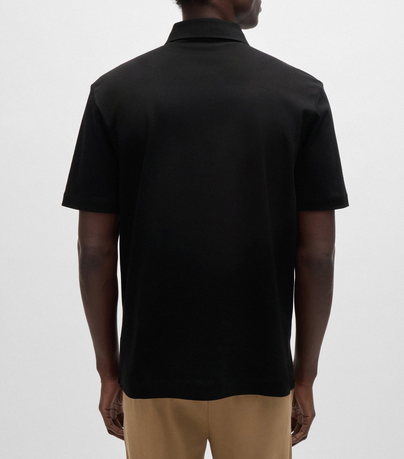 Mercerised-Cotton Polo Shirt with Double Monogram Black