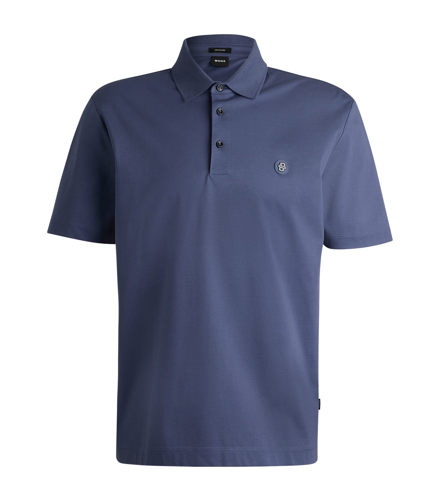 Mercerised-Cotton Polo Shirt with Double Monogram Navy