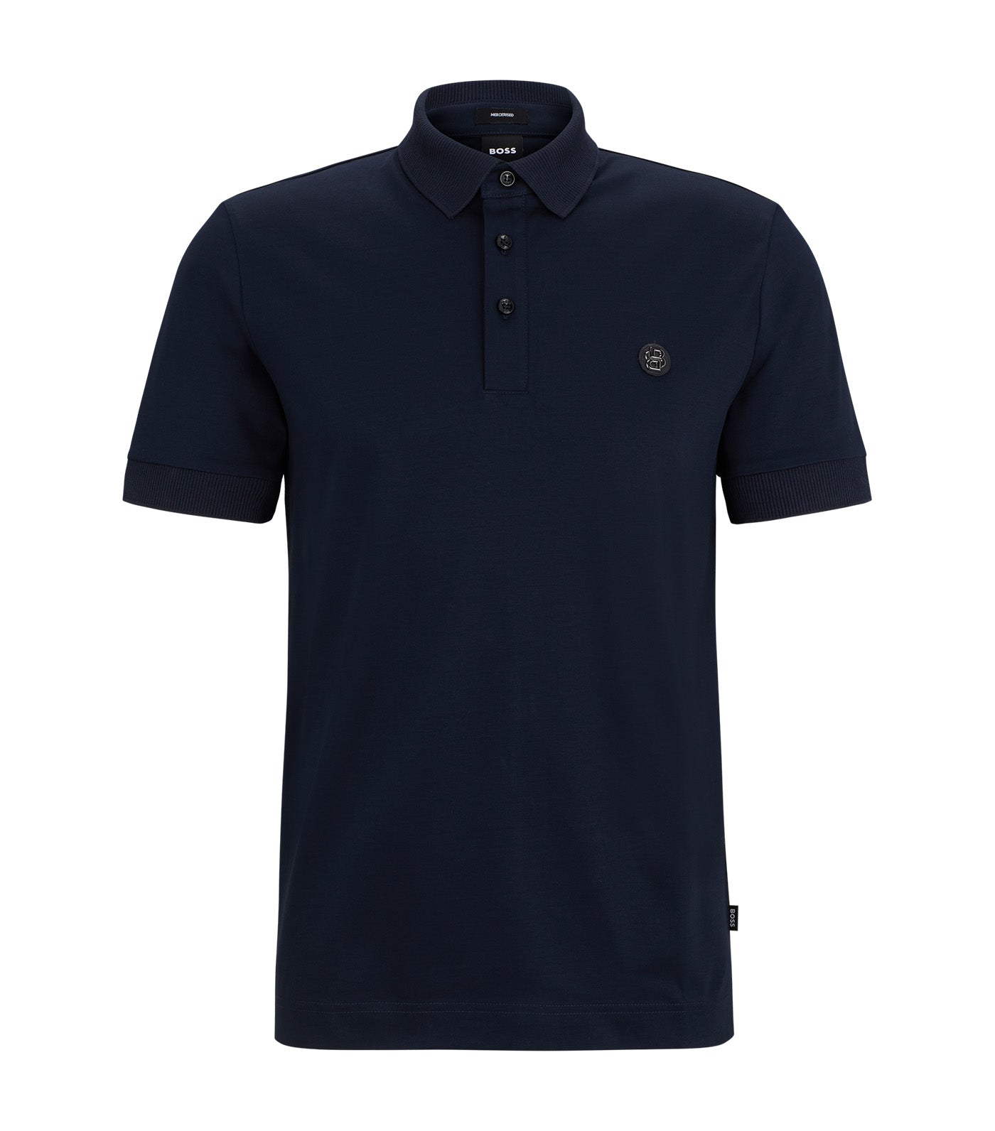 Mercerised-Cotton Polo Shirt with Double Monogram Dark Blue