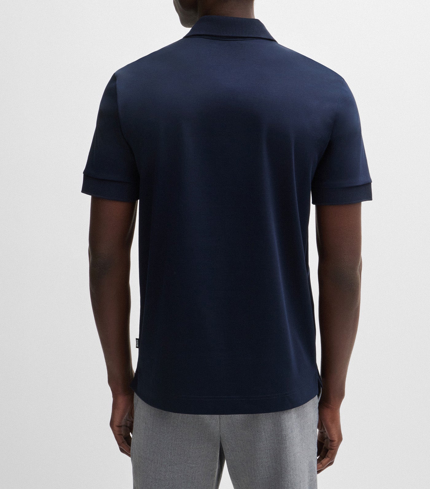 Mercerised-Cotton Polo Shirt with Double Monogram Dark Blue