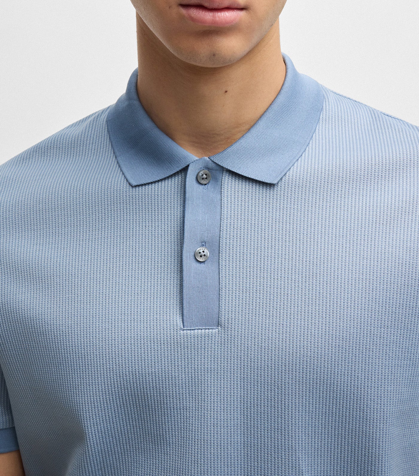 Structured-Cotton Polo Shirt with Solid Trims Open Blue