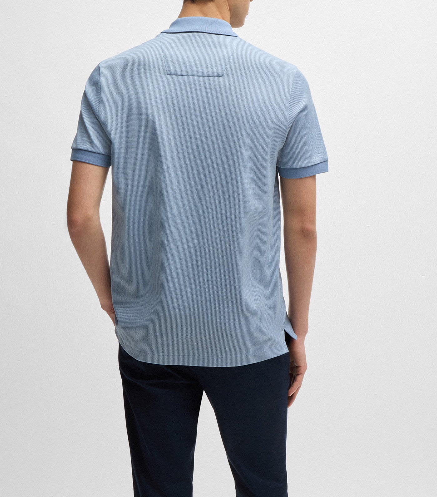 Structured-Cotton Polo Shirt with Solid Trims Open Blue