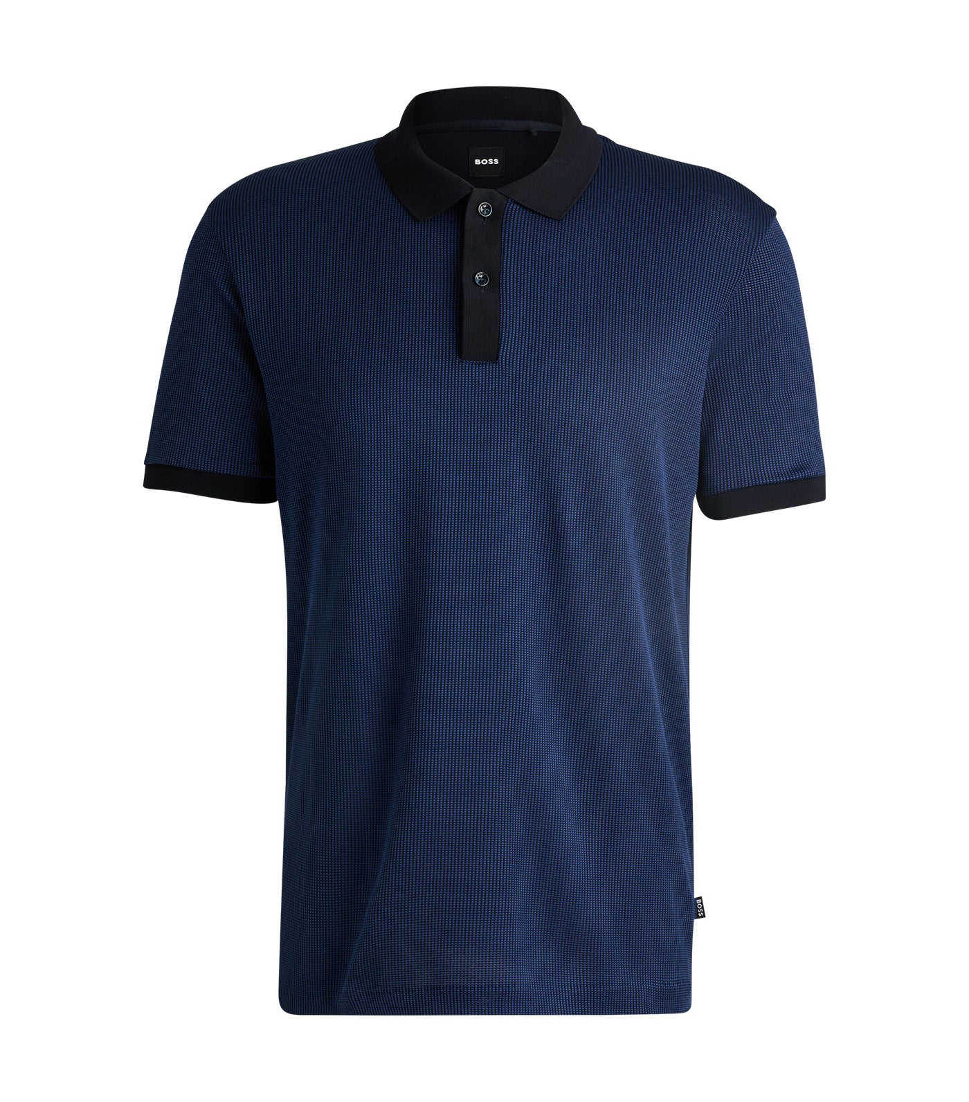 Structured-Cotton Polo Shirt with Solid Trims Dark Blue