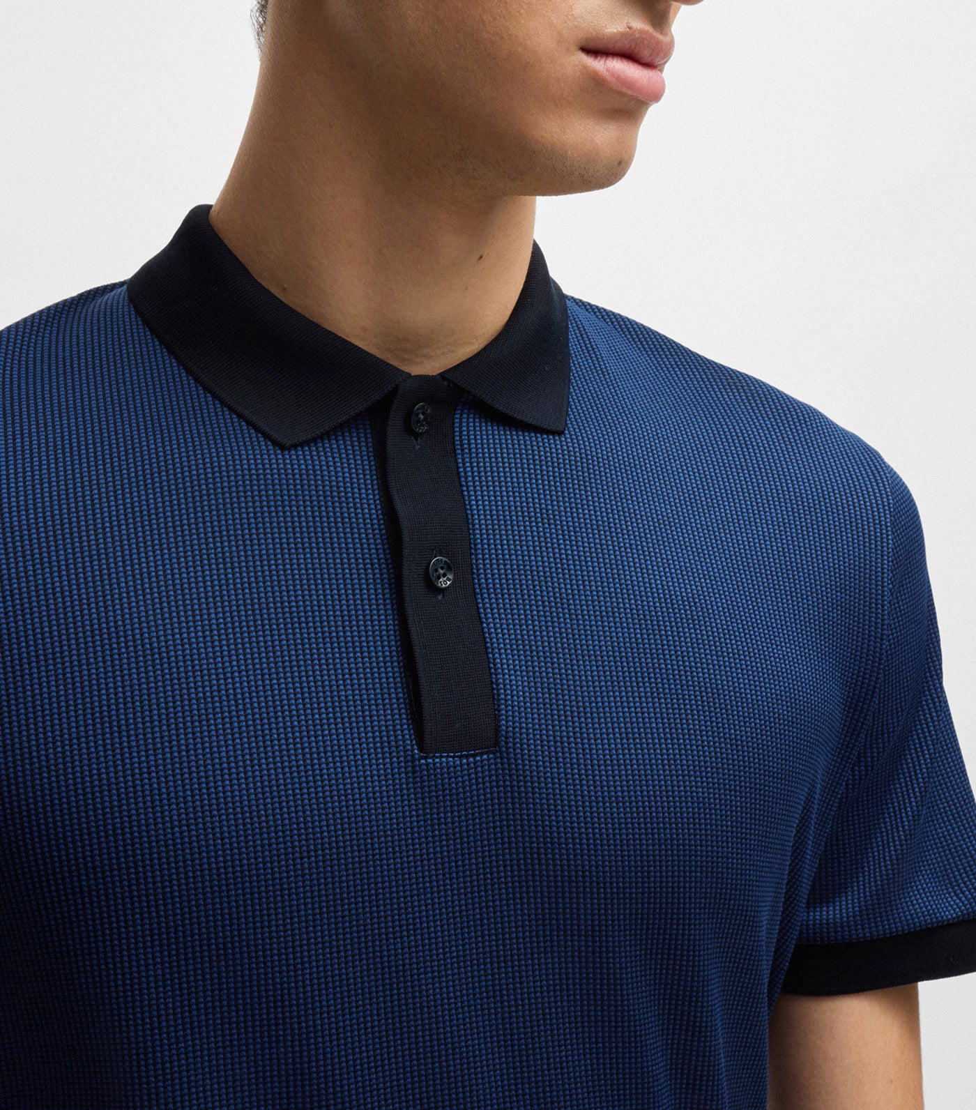 Structured-Cotton Polo Shirt with Solid Trims Dark Blue