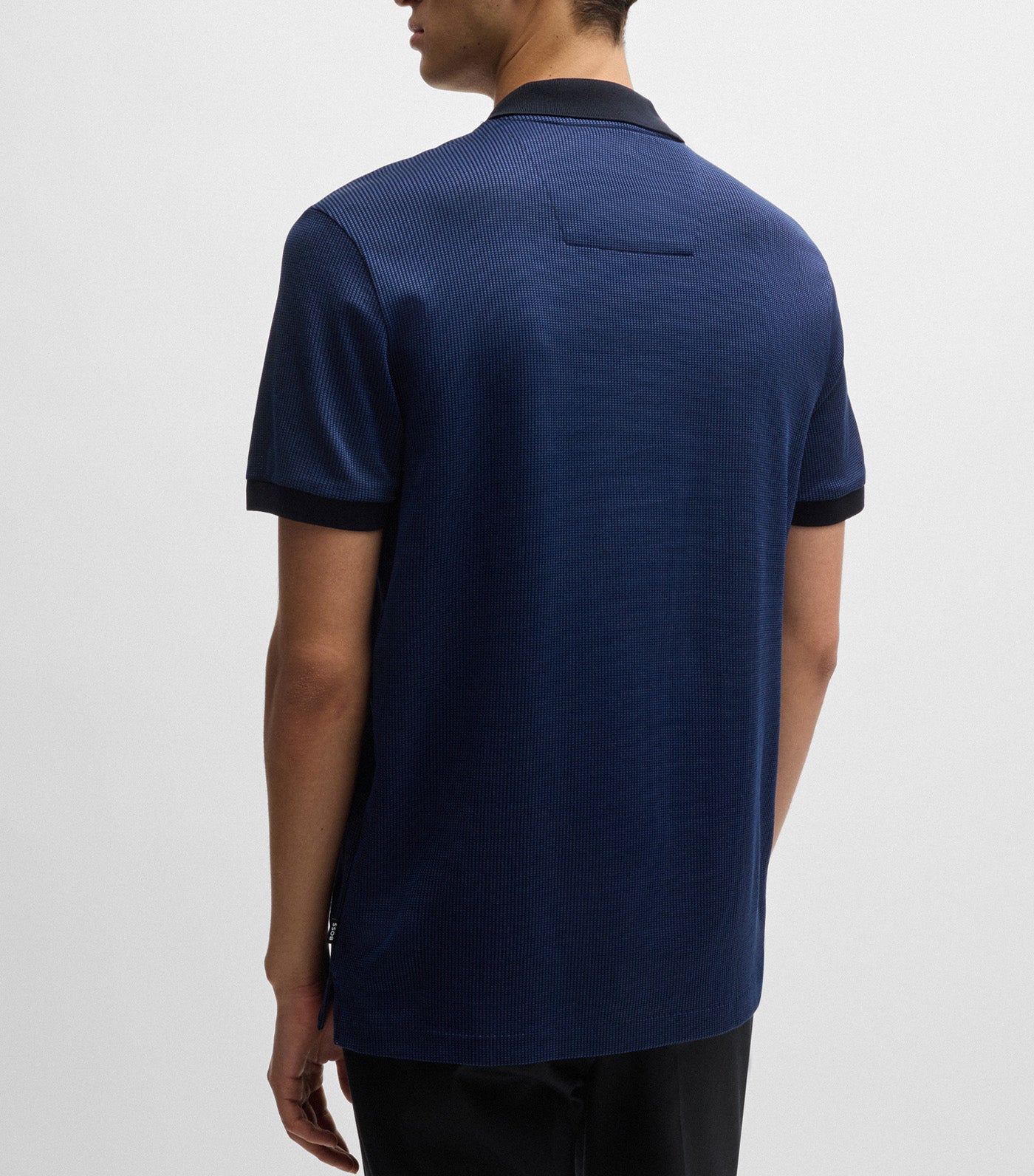 Structured-Cotton Polo Shirt with Solid Trims Dark Blue