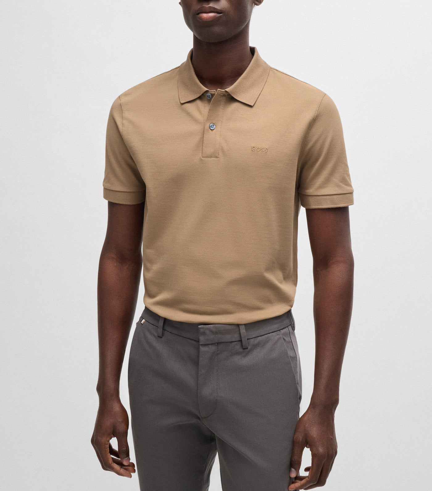 Pallas Cotton Polo Shirt with Embroidered Logo Open Beige