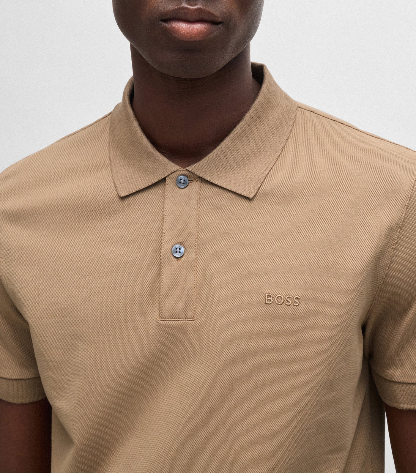 Pallas Cotton Polo Shirt with Embroidered Logo Open Beige