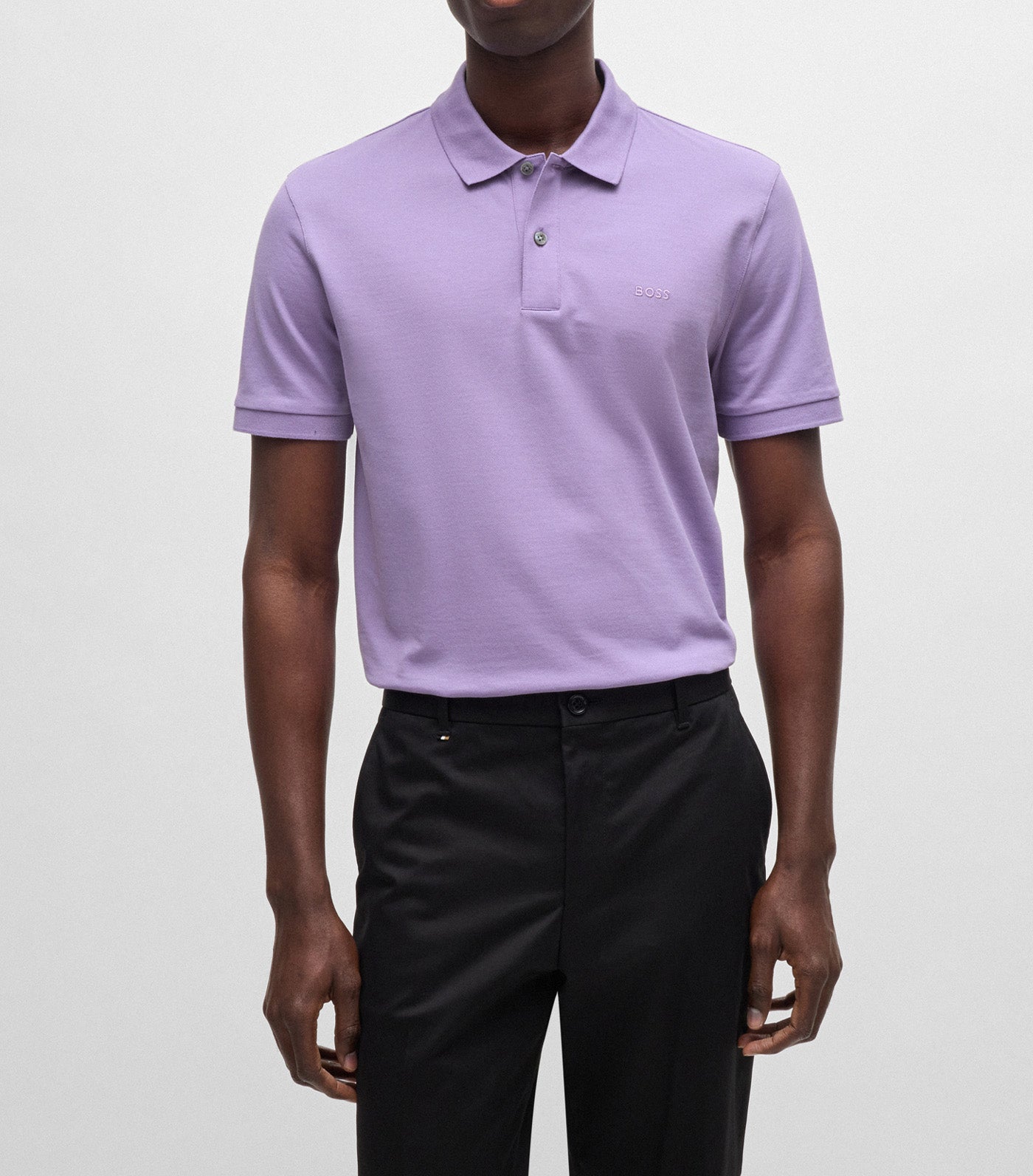 Pallas Cotton Polo Shirt with Embroidered Logo Light Purple