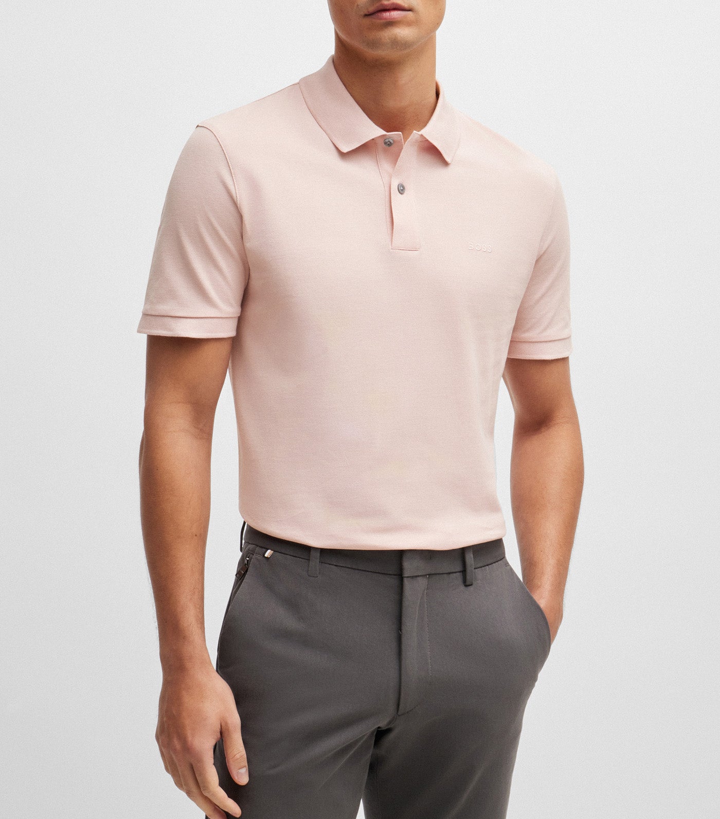 Pallas Cotton Polo Shirt with Embroidered Logo Light Pink