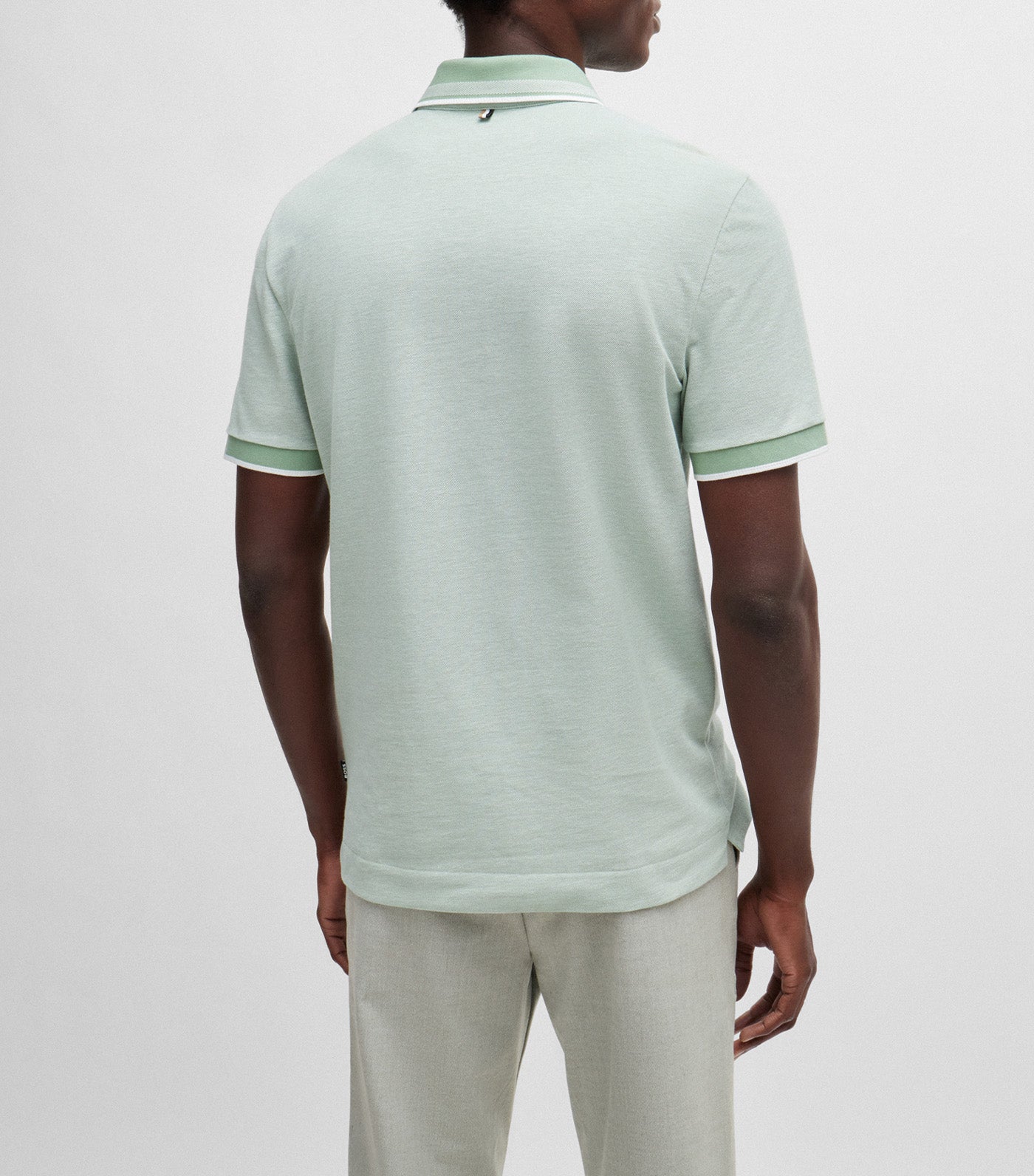 Oxford-Cotton-Piqué Polo Shirt with Logo Detail Open Green