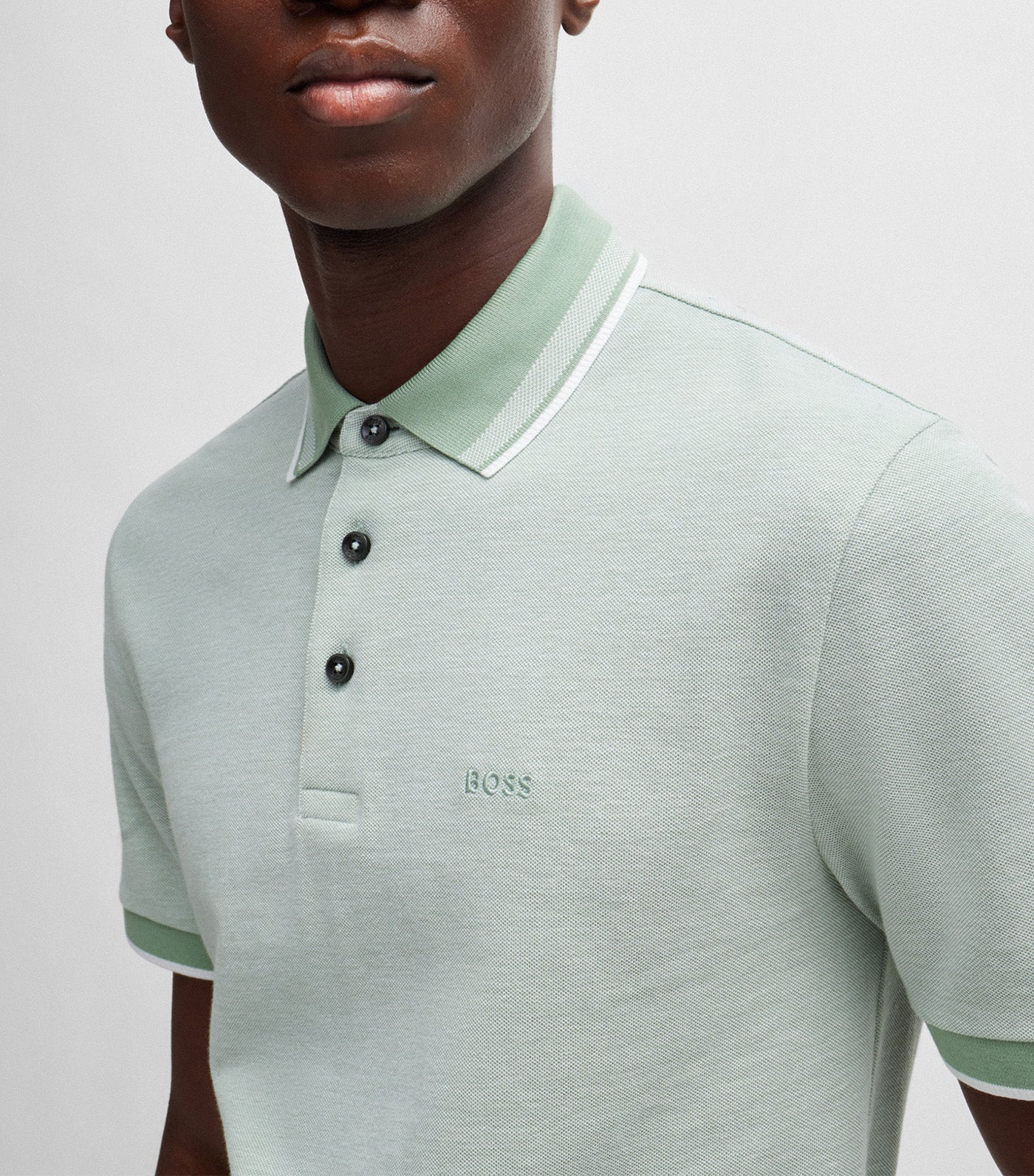 Oxford-Cotton-Piqué Polo Shirt with Logo Detail Open Green