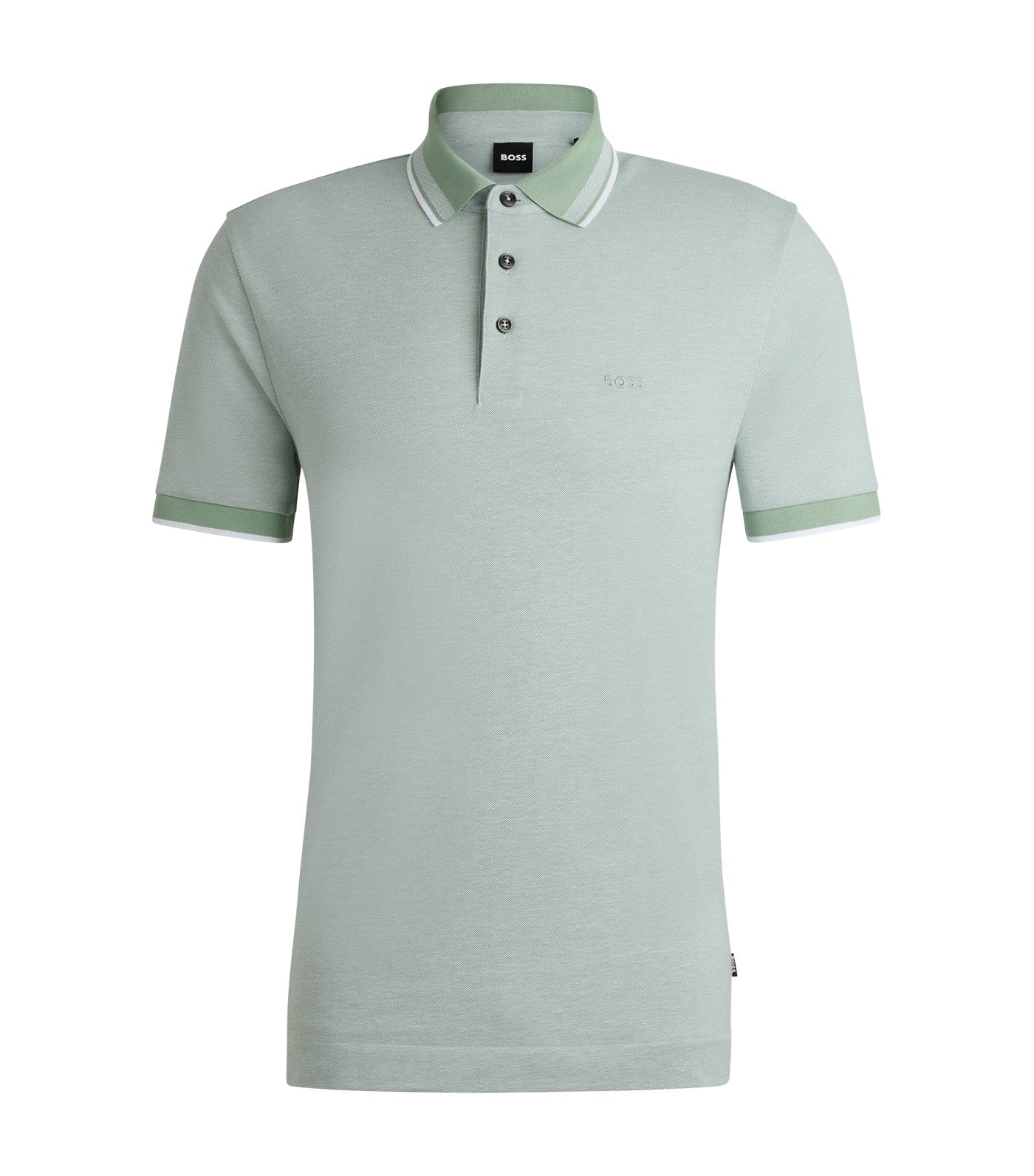 Oxford-Cotton-Piqué Polo Shirt with Logo Detail Open Green